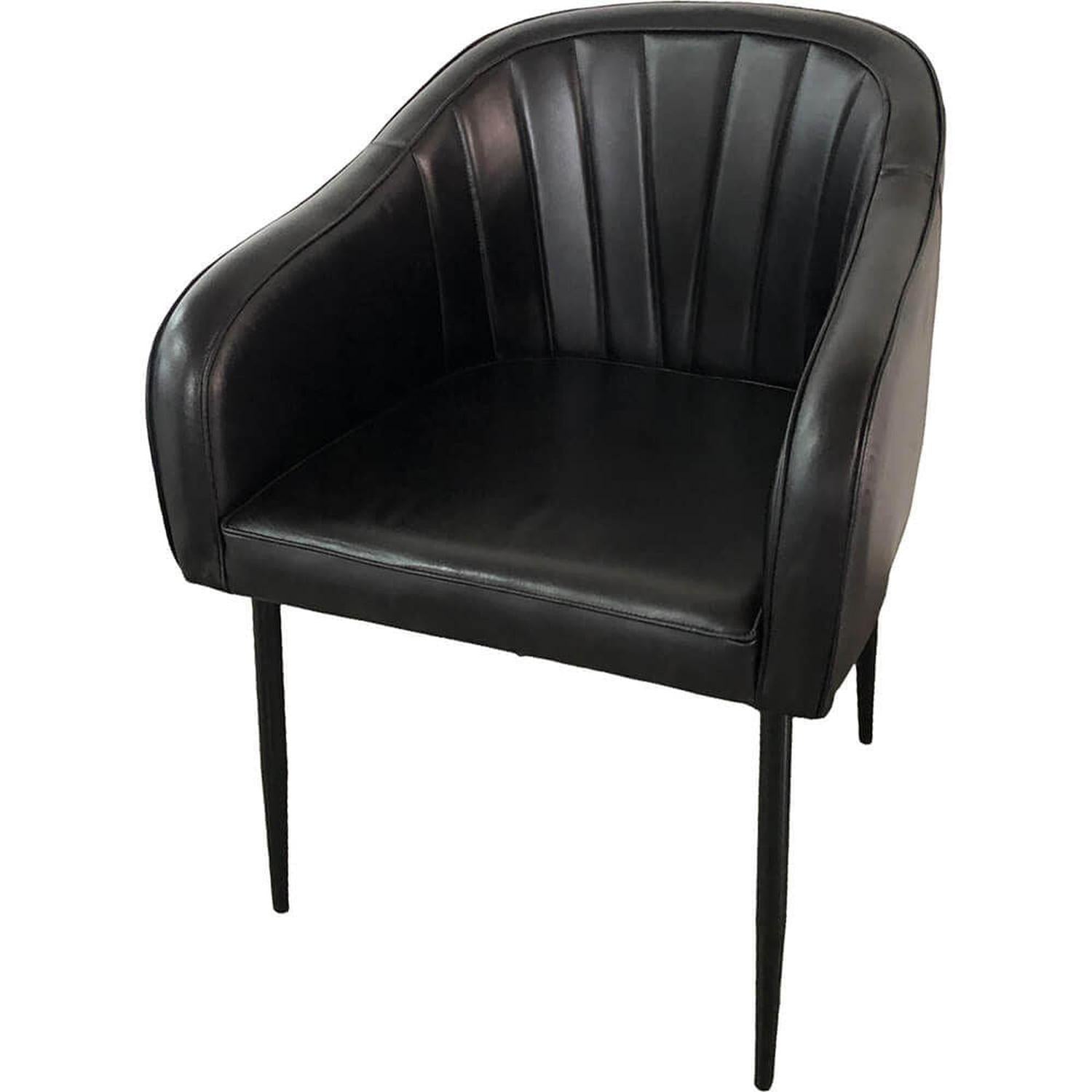Esszimmerstuhl Queens aus Büffelleder - Schwarz-Armlehnenstuhl-Trademark Living-le canapé