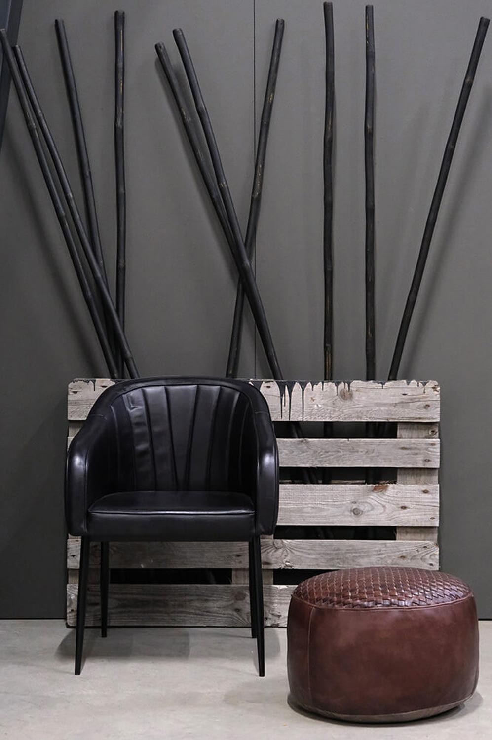 Esszimmerstuhl Queens aus Büffelleder - Schwarz-Armlehnenstuhl-Trademark Living-le canapé