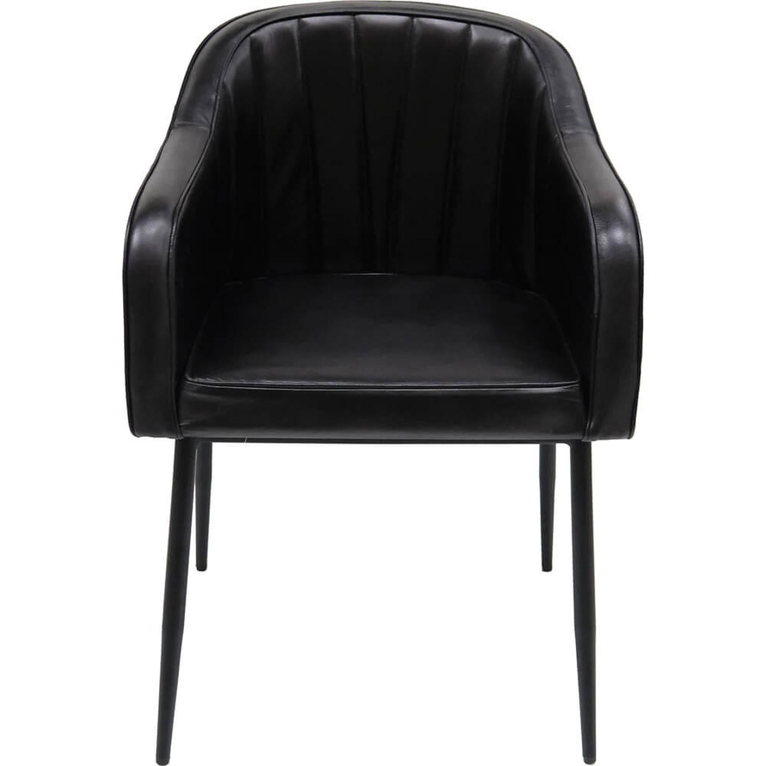 Esszimmerstuhl Queens aus Büffelleder - Schwarz-Armlehnenstuhl-Trademark Living-le canapé