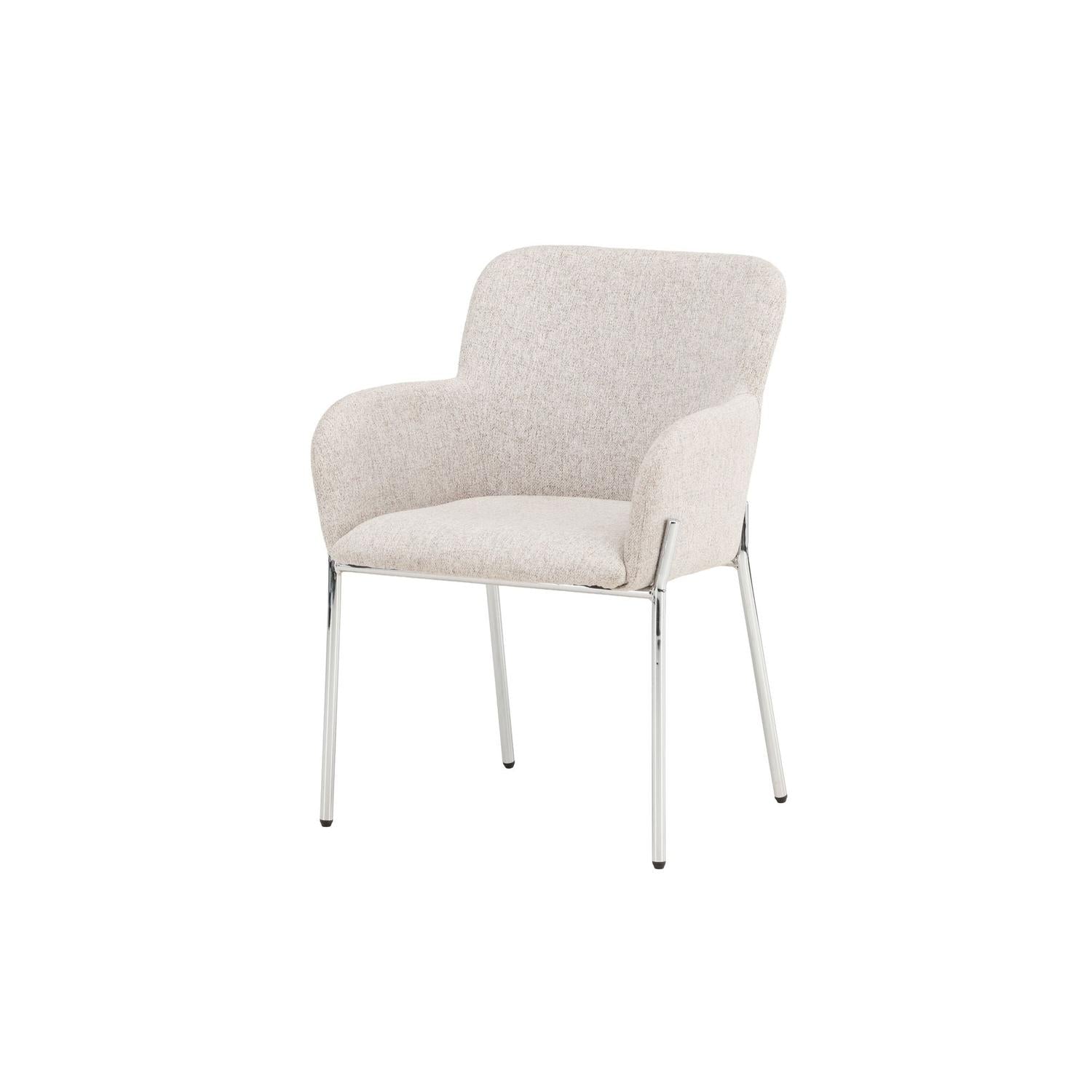 Esszimmerstuhl Vätö aus Stoff mit Metallrahmen - Beige-Esszimmerstühle-Vind-le canapé
