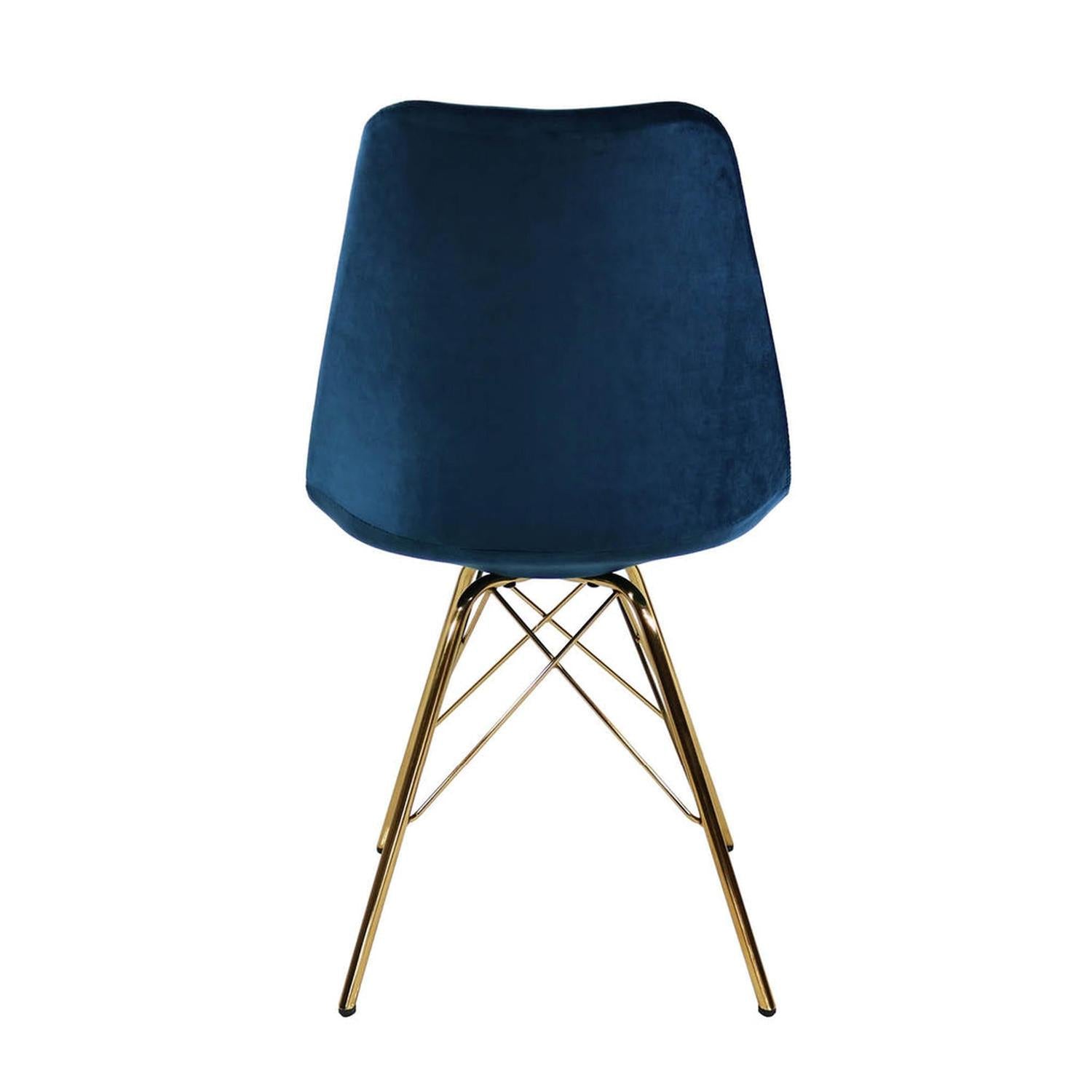 Esszimmerstuhl Velvet - Dunkelblau & Gold-Esszimmerstühle-Kick Collection-le canapé