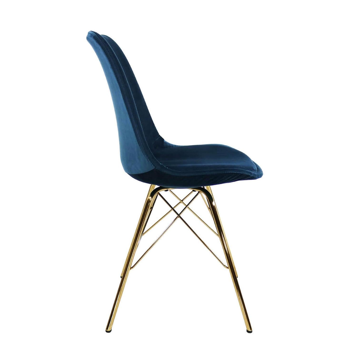 Esszimmerstuhl Velvet - Dunkelblau & Gold-Esszimmerstühle-Kick Collection-le canapé
