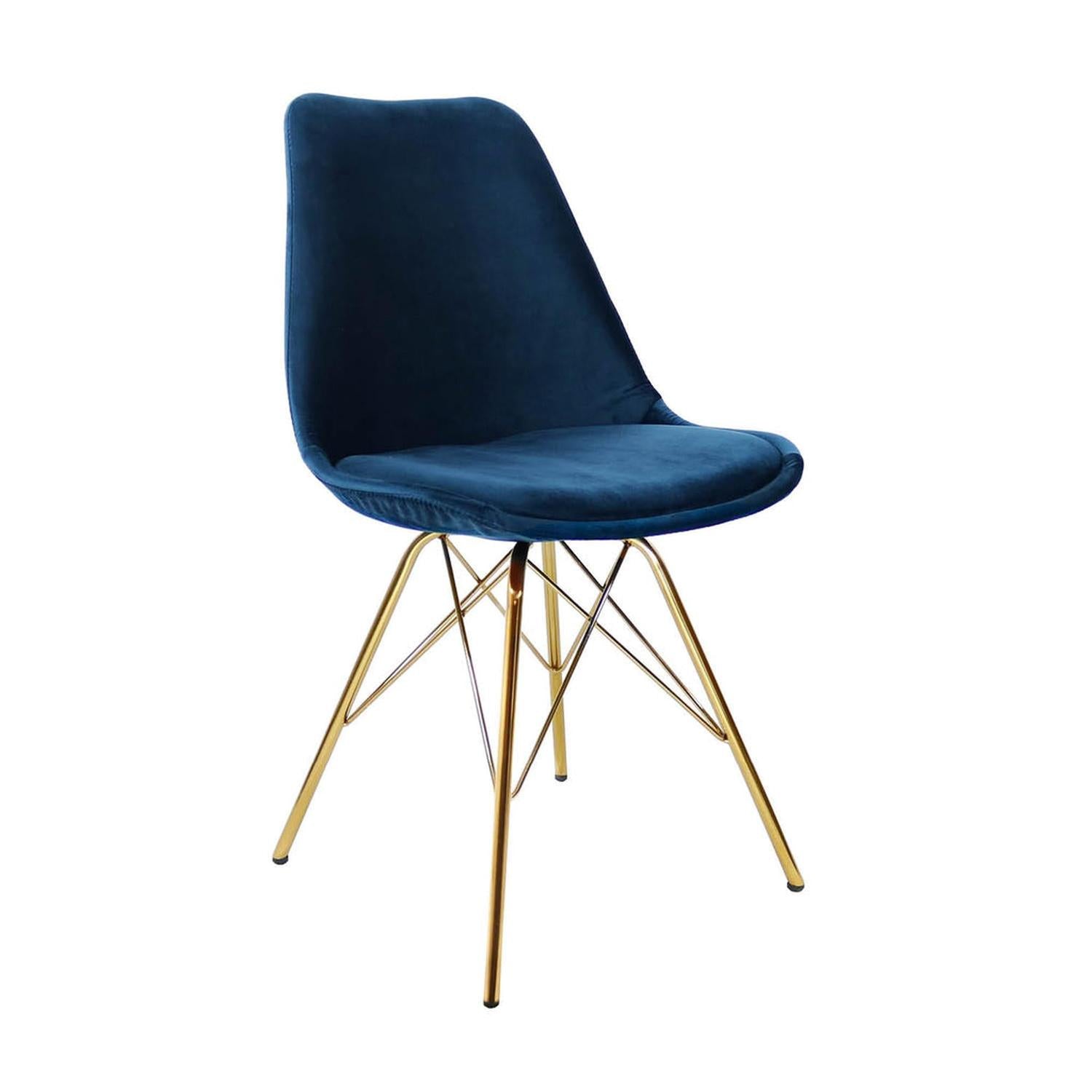 Esszimmerstuhl Velvet - Dunkelblau & Gold-Esszimmerstühle-Kick Collection-le canapé
