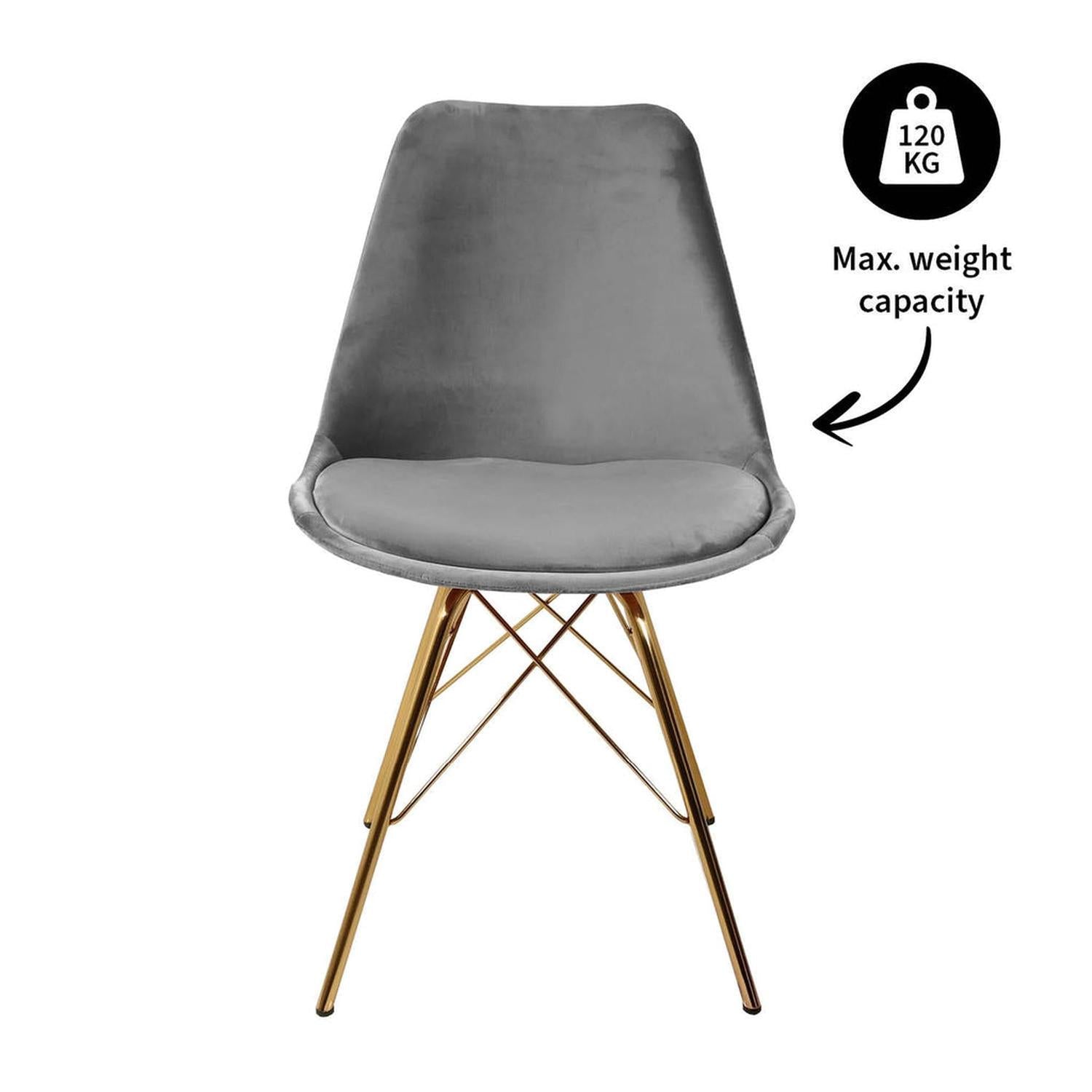 Esszimmerstuhl Velvet - Grau & Gold-Esszimmerstühle-Kick Collection-le canapé