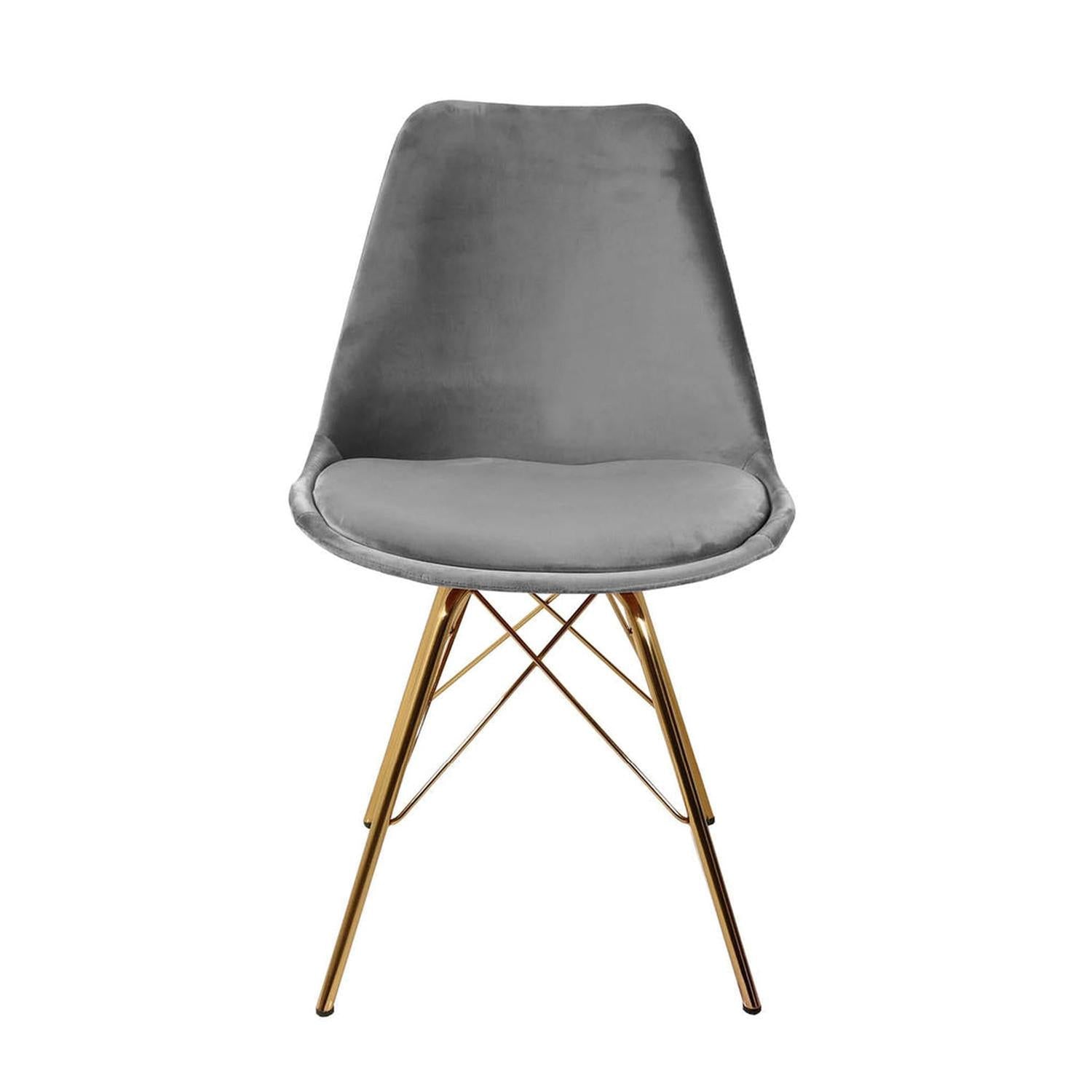 Esszimmerstuhl Velvet - Grau & Gold-Esszimmerstühle-Kick Collection-le canapé