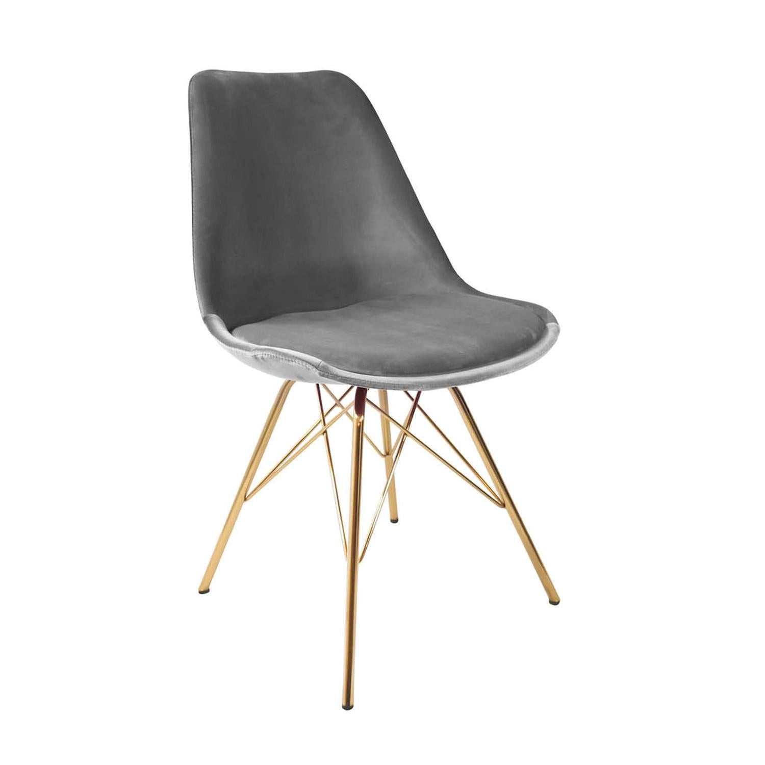 Esszimmerstuhl Velvet - Grau & Gold-Esszimmerstühle-Kick Collection-le canapé