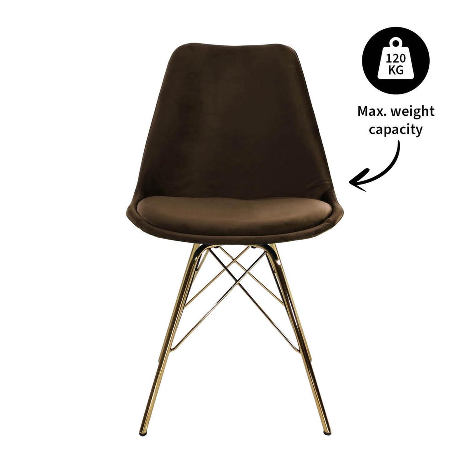 Esszimmerstuhl Velvet - Kaffeebraun & Gold-Esszimmerstühle-Kick Collection-le canapé