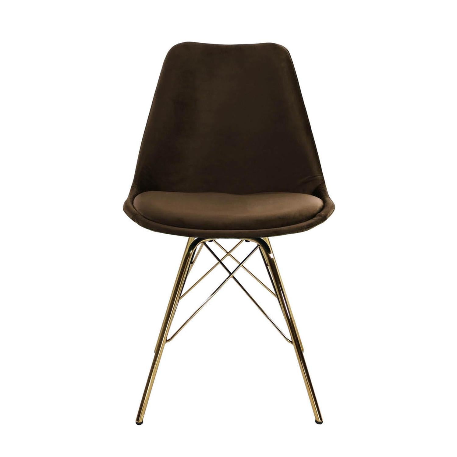Esszimmerstuhl Velvet - Kaffeebraun & Gold-Esszimmerstühle-Kick Collection-le canapé