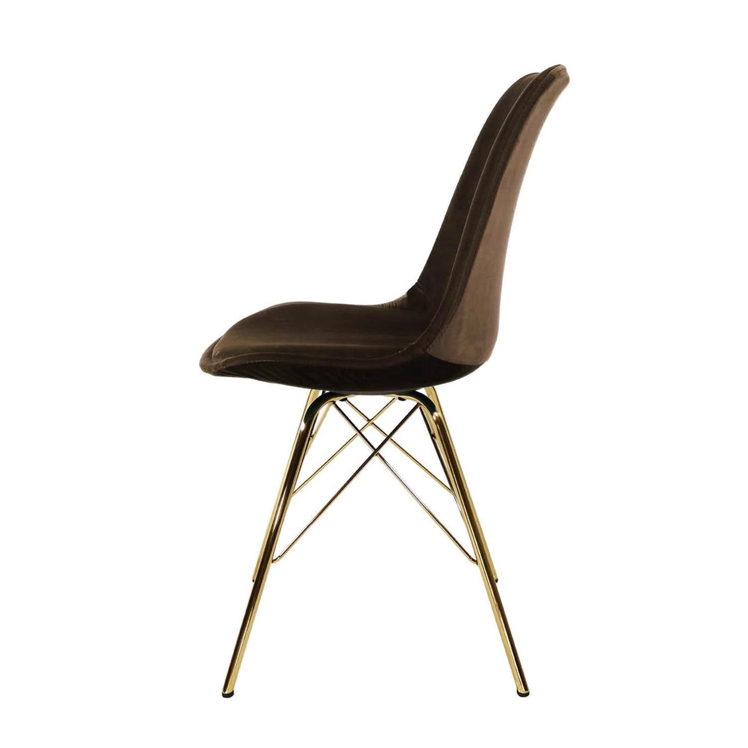 Esszimmerstuhl Velvet - Kaffeebraun & Gold-Esszimmerstühle-Kick Collection-le canapé