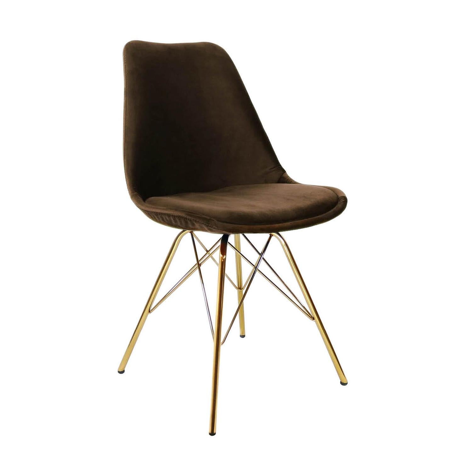 Esszimmerstuhl Velvet - Kaffeebraun & Gold-Esszimmerstühle-Kick Collection-le canapé