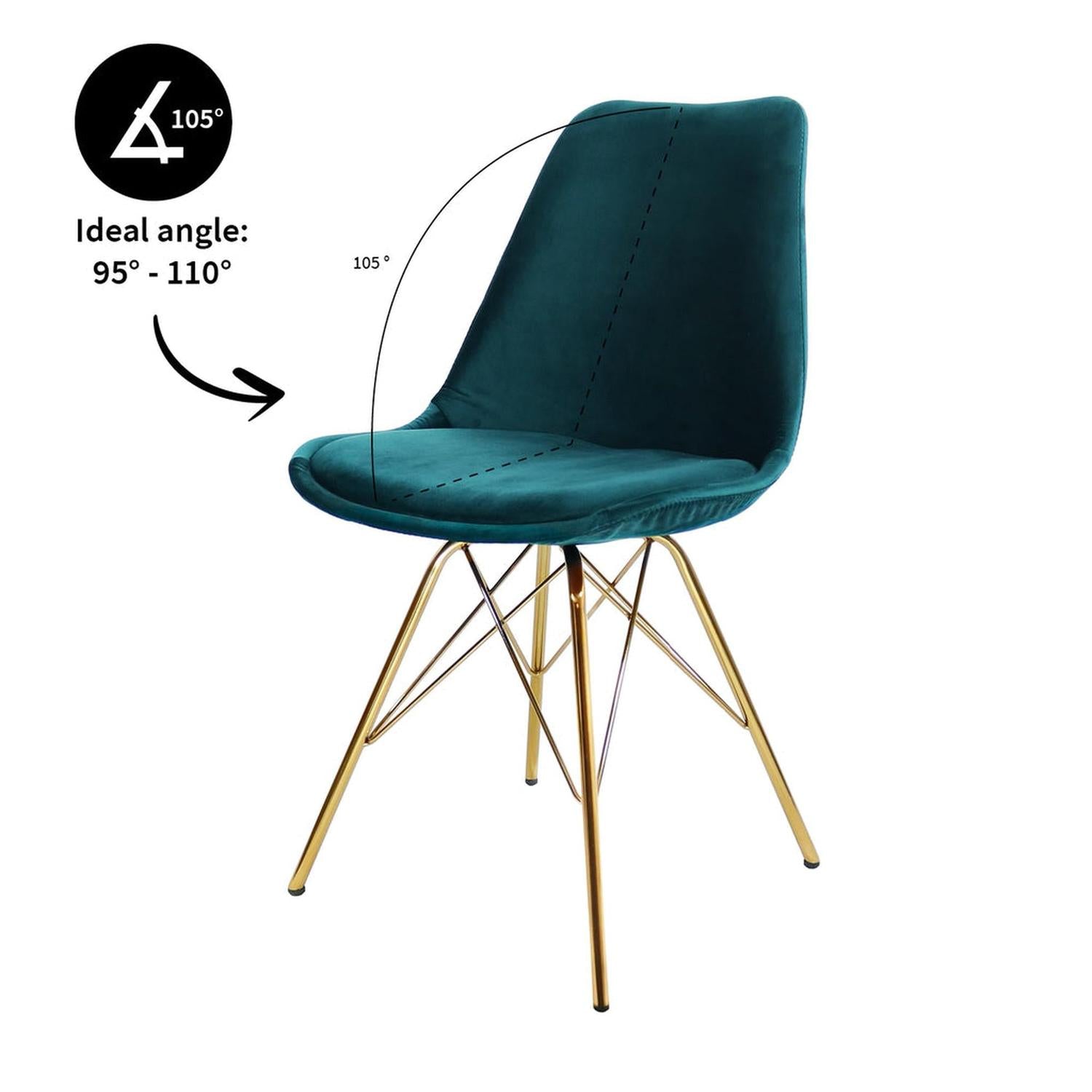 Esszimmerstuhl Velvet - Petrol & Gold-Esszimmerstühle-Kick Collection-le canapé