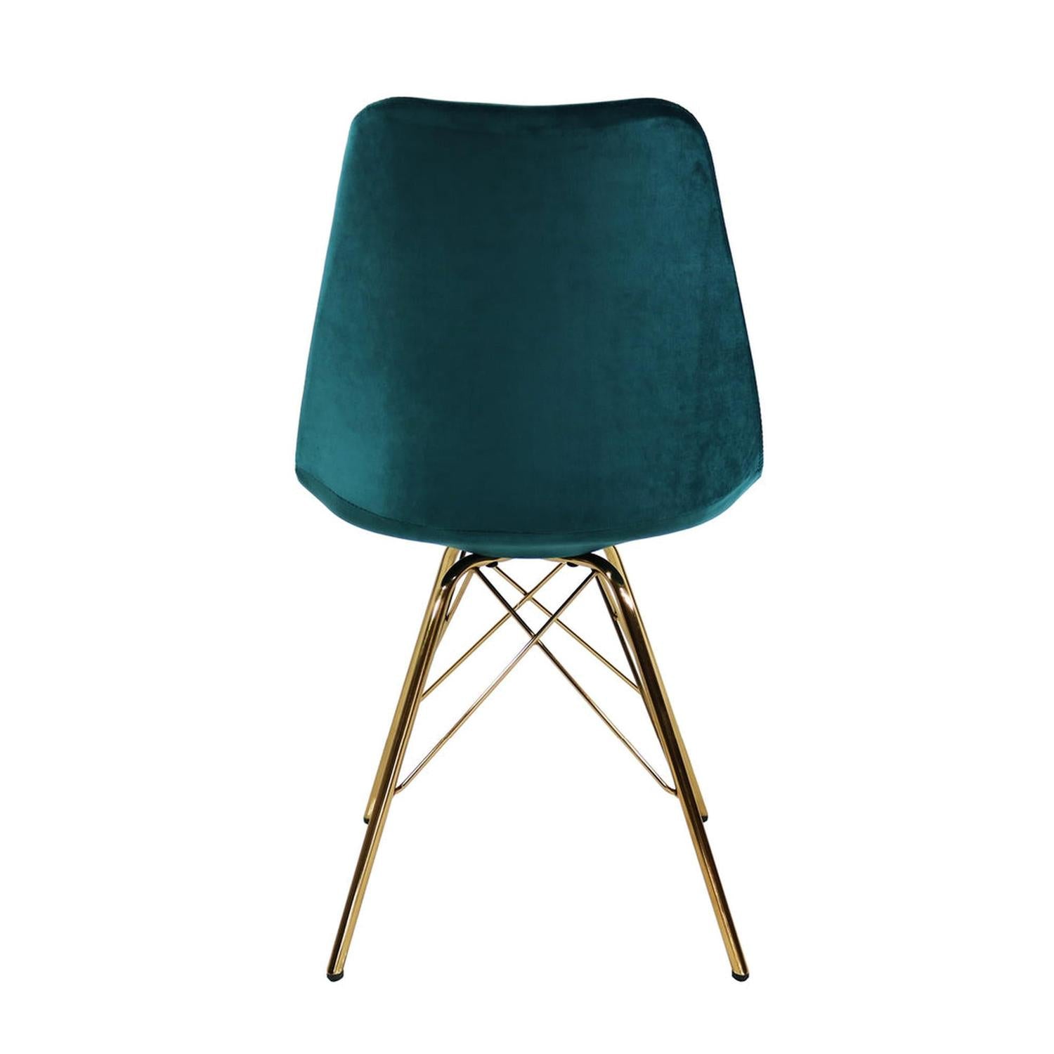 Esszimmerstuhl Velvet - Petrol & Gold-Esszimmerstühle-Kick Collection-le canapé