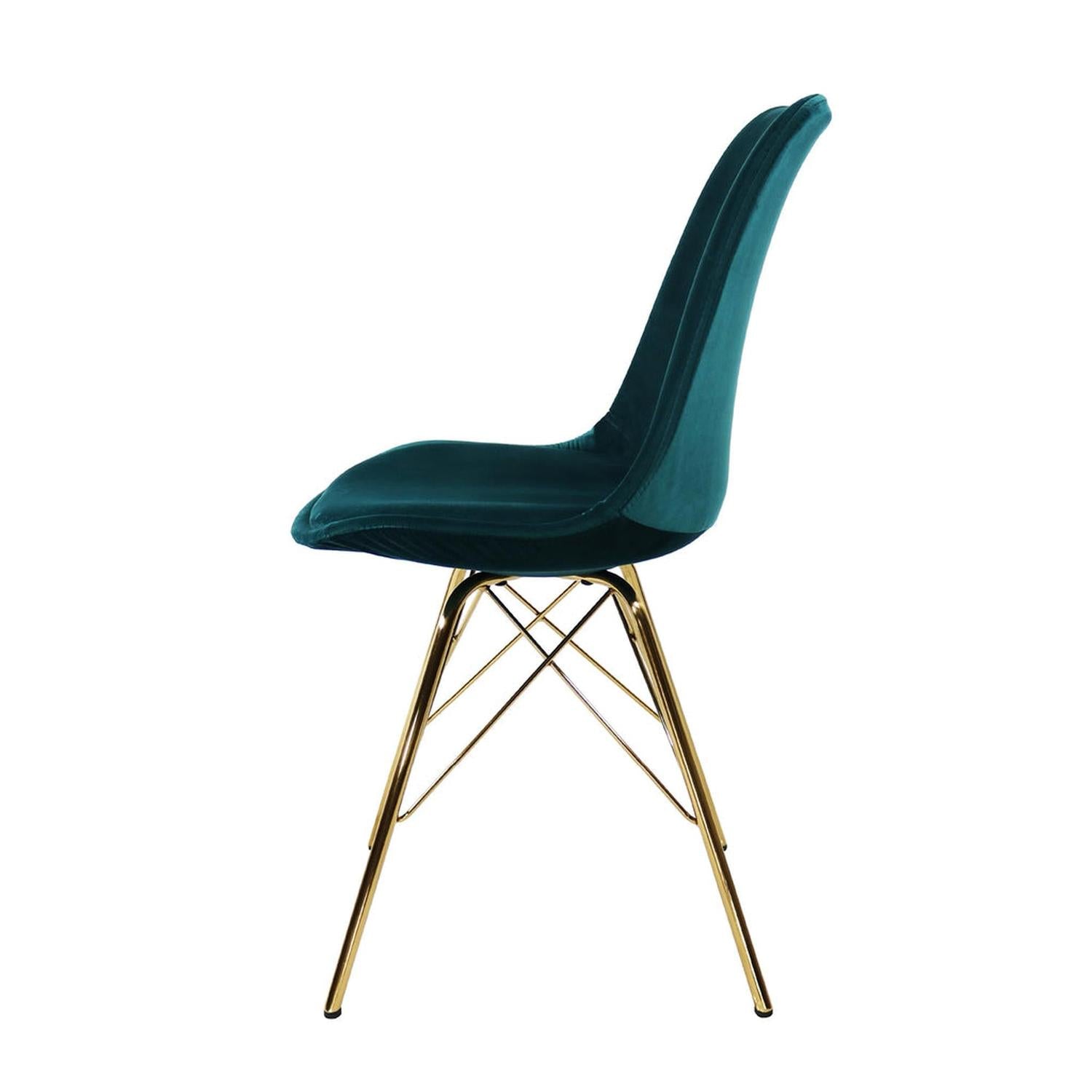 Esszimmerstuhl Velvet - Petrol & Gold-Esszimmerstühle-Kick Collection-le canapé