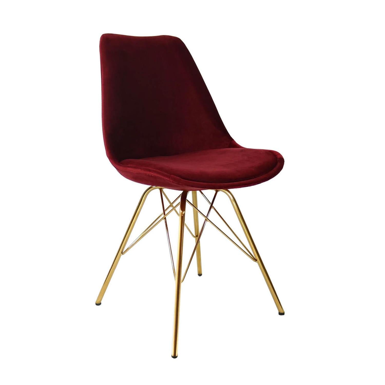 Esszimmerstuhl Velvet - Rot & Gold-Esszimmerstühle-Kick Collection-le canapé
