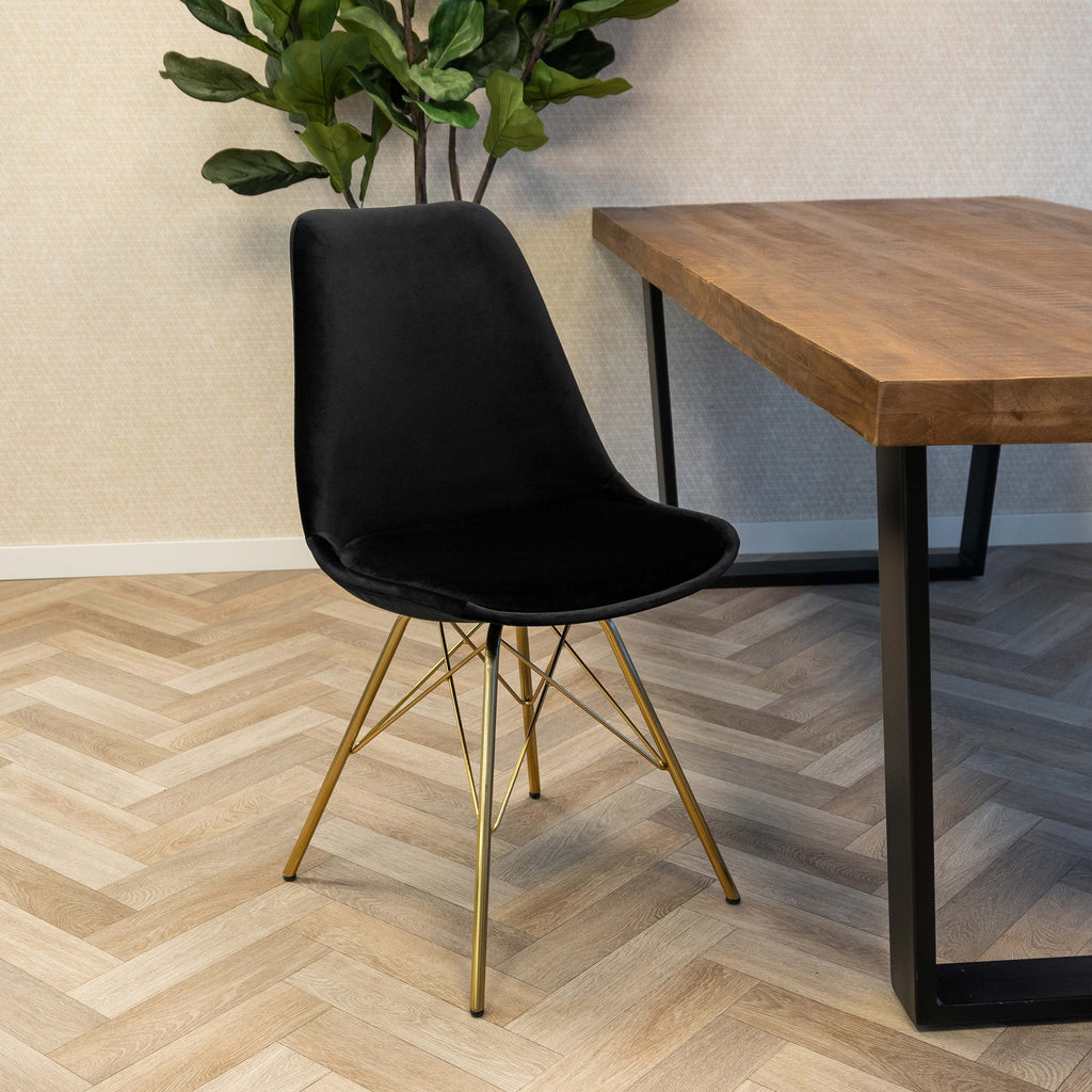 Esszimmerstuhl Velvet - Schwarz & Gold-Esszimmerstuhl-Kick Collection-le canapé