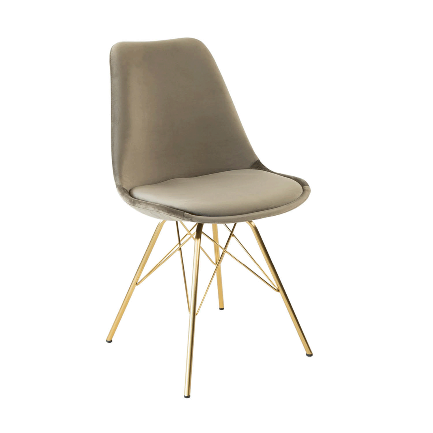 Esszimmerstuhl Velvet - Taupe & Gold-Esszimmerstühle-Kick Collection-le canapé