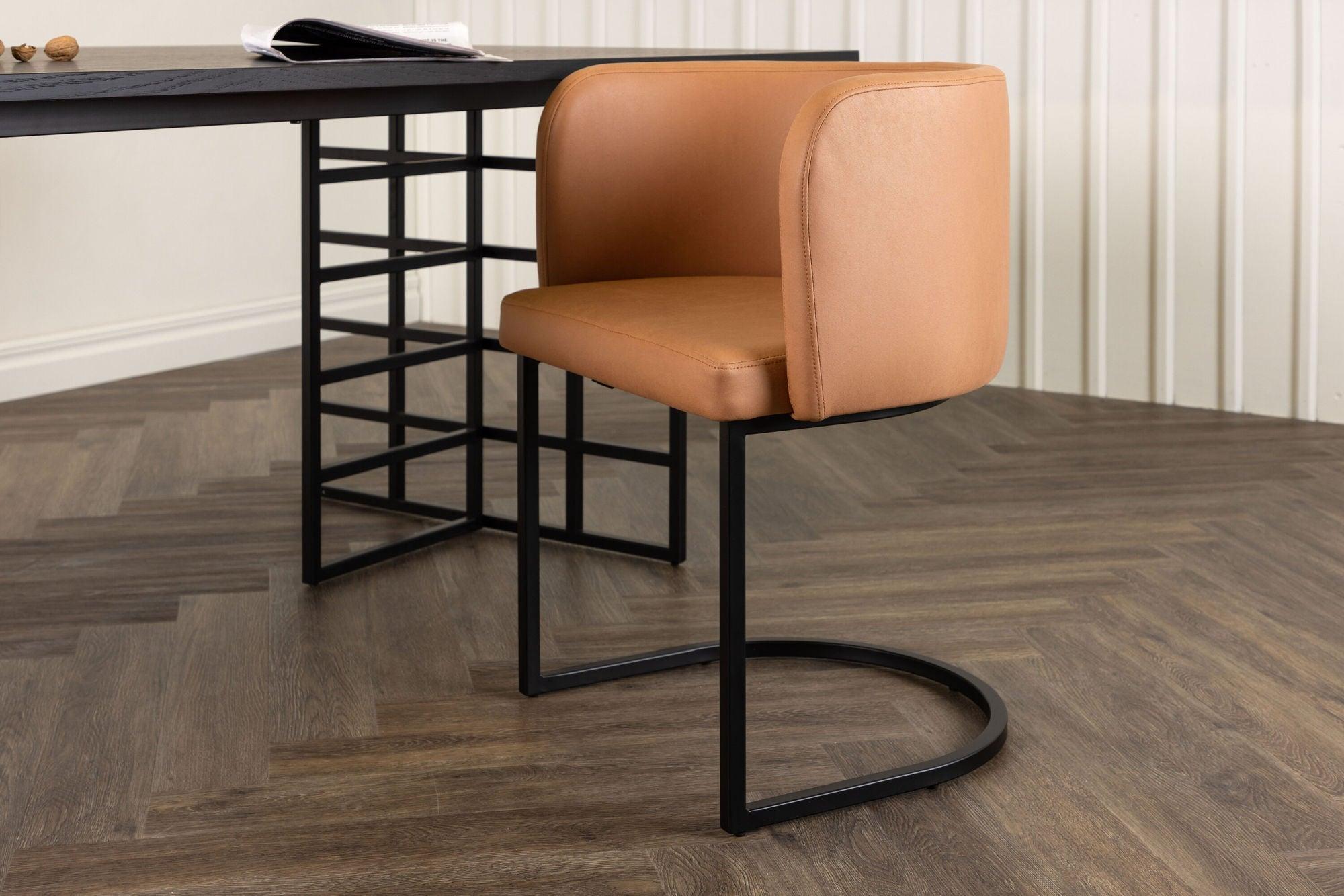 Freischwinger Armlehnenstuhl Simrishamn - Schwarz Braun-Freischwinger-Furniture Fashion-le canapé
