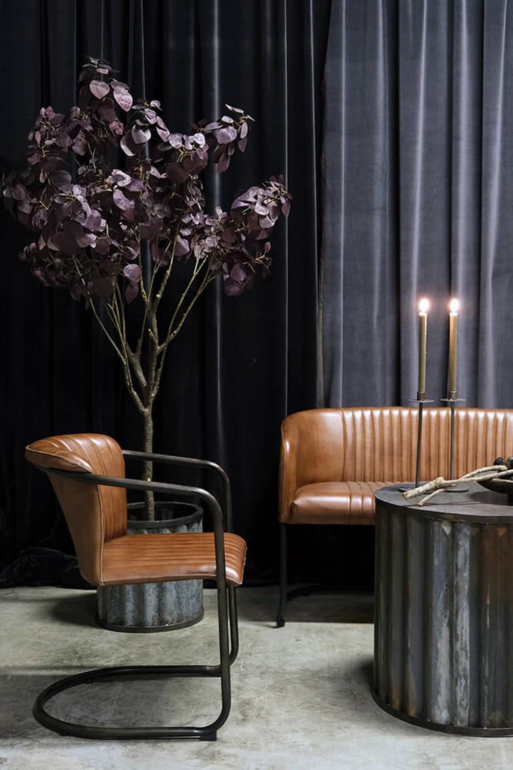 Freischwinger Harlem aus gestepptem Leder - Dunkelbraun-Freischwinger-Trademark Living-le canapé