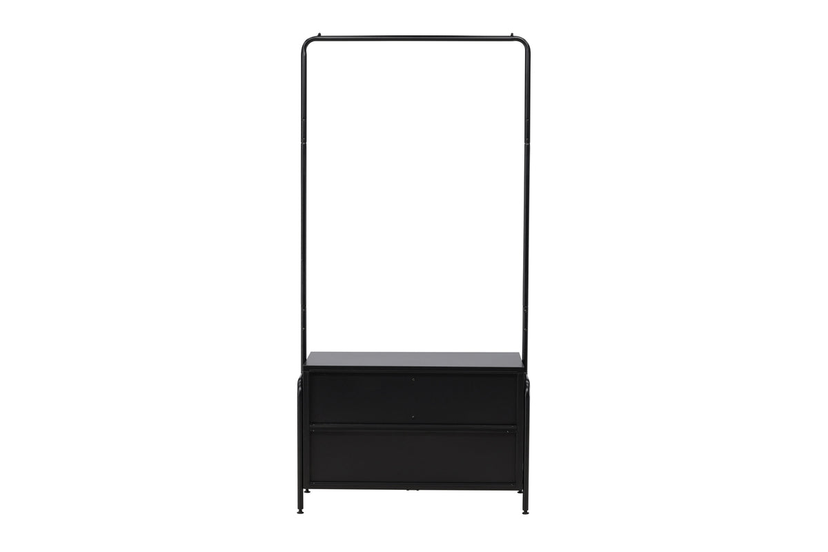 Garderobenständer Quito 175cm aus Metall mit Schublade - Schwarz-Garderoben-Venture Home-le canapé