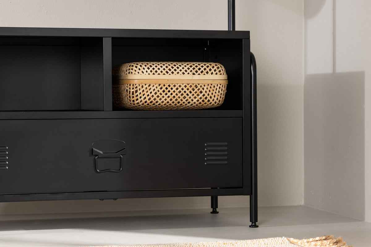 Garderobenständer Quito 175cm aus Metall mit Schublade - Schwarz-Garderoben-Venture Home-le canapé