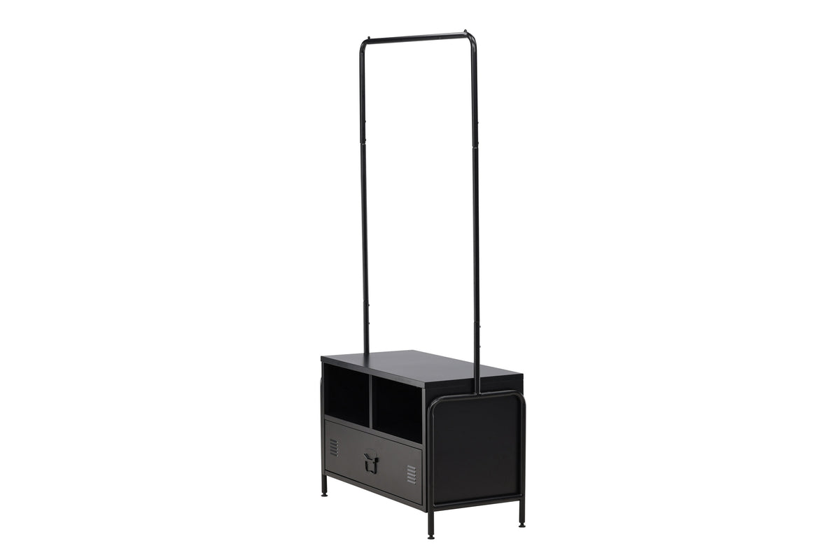 Garderobenständer Quito 175cm aus Metall mit Schublade - Schwarz-Garderoben-Venture Home-le canapé