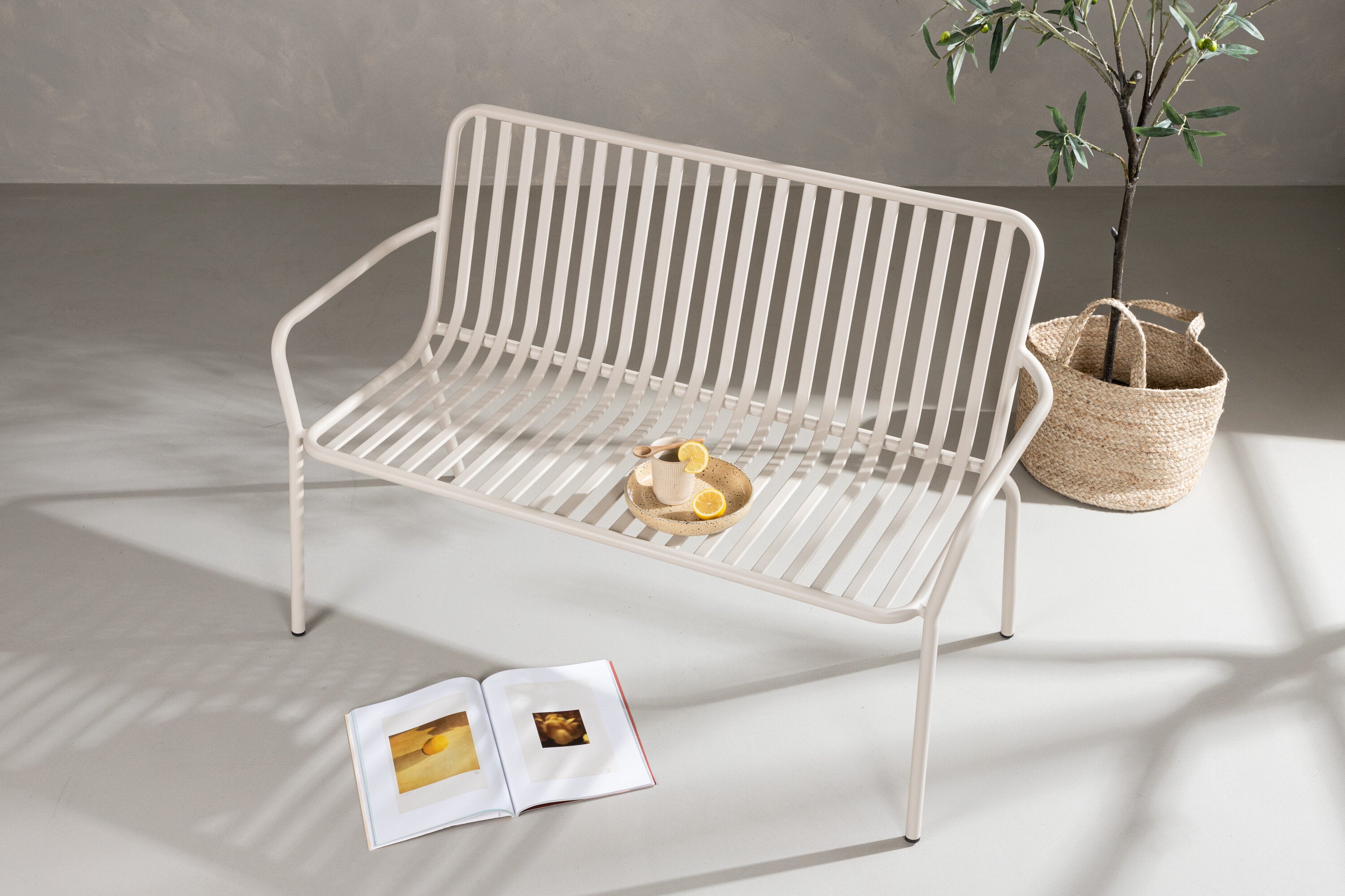 Gartenbank Peking aus Aluminium - Beige-Outdoor Bänke-Venture Home-le canapé