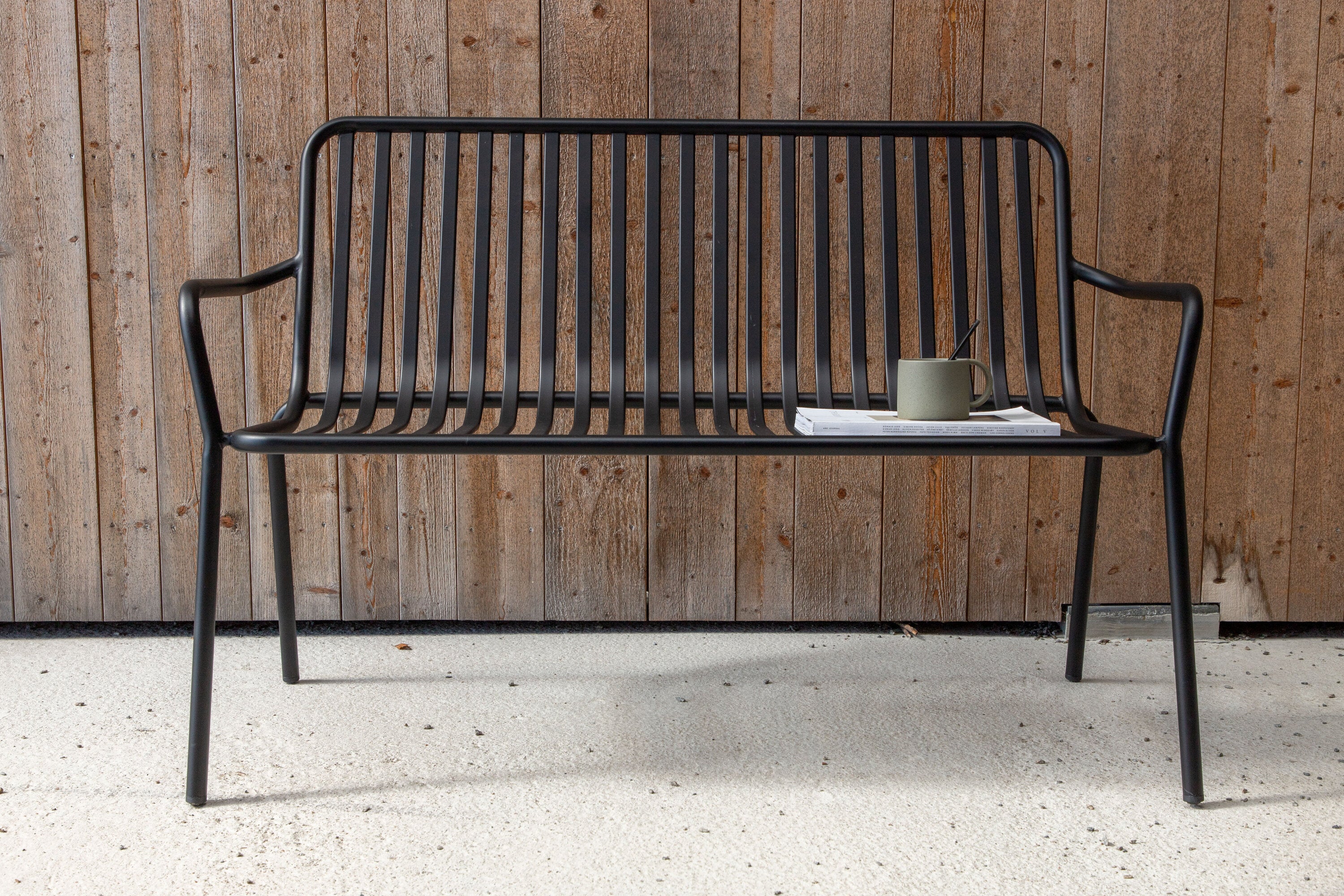 Gartenbank Peking aus Aluminium - Schwarz-Outdoor Bänke-Venture Home-le canapé