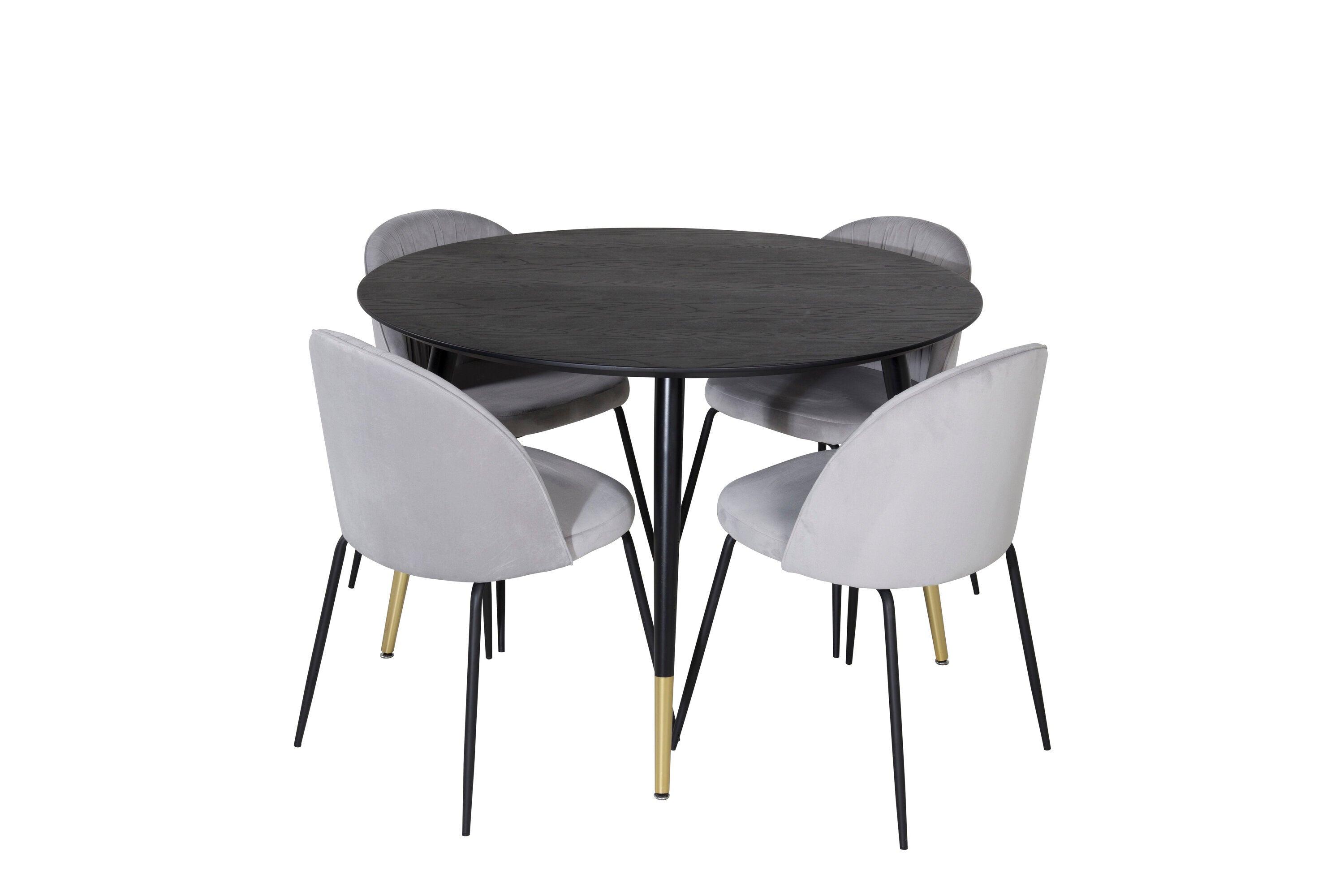 Essgruppe Esstisch Dipp ⌀115cm mit Stühlen Wrinkles - Grau - Venture Home - le canapé