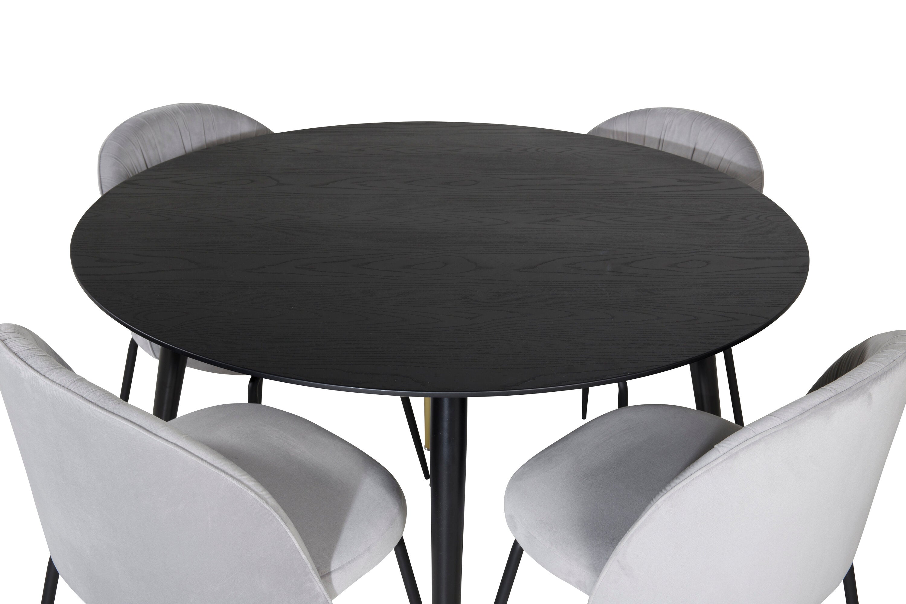 Essgruppe Esstisch Dipp ⌀115cm mit Stühlen Wrinkles - Grau - Venture Home - le canapé