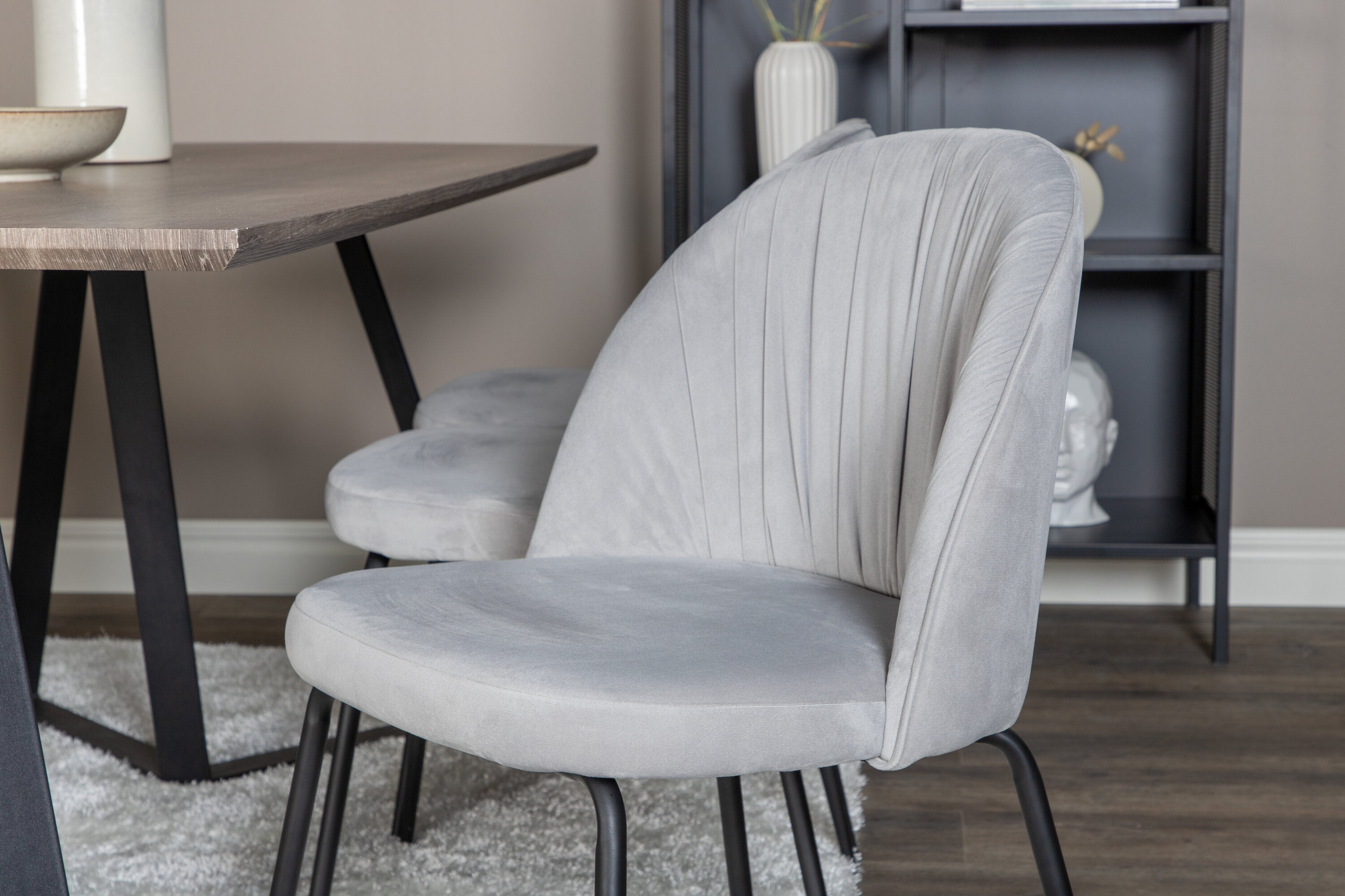 Essgruppe Esstisch Marina 180x90cm mit Stühlen Wrinkles - Grau - Venture Home - le canapé