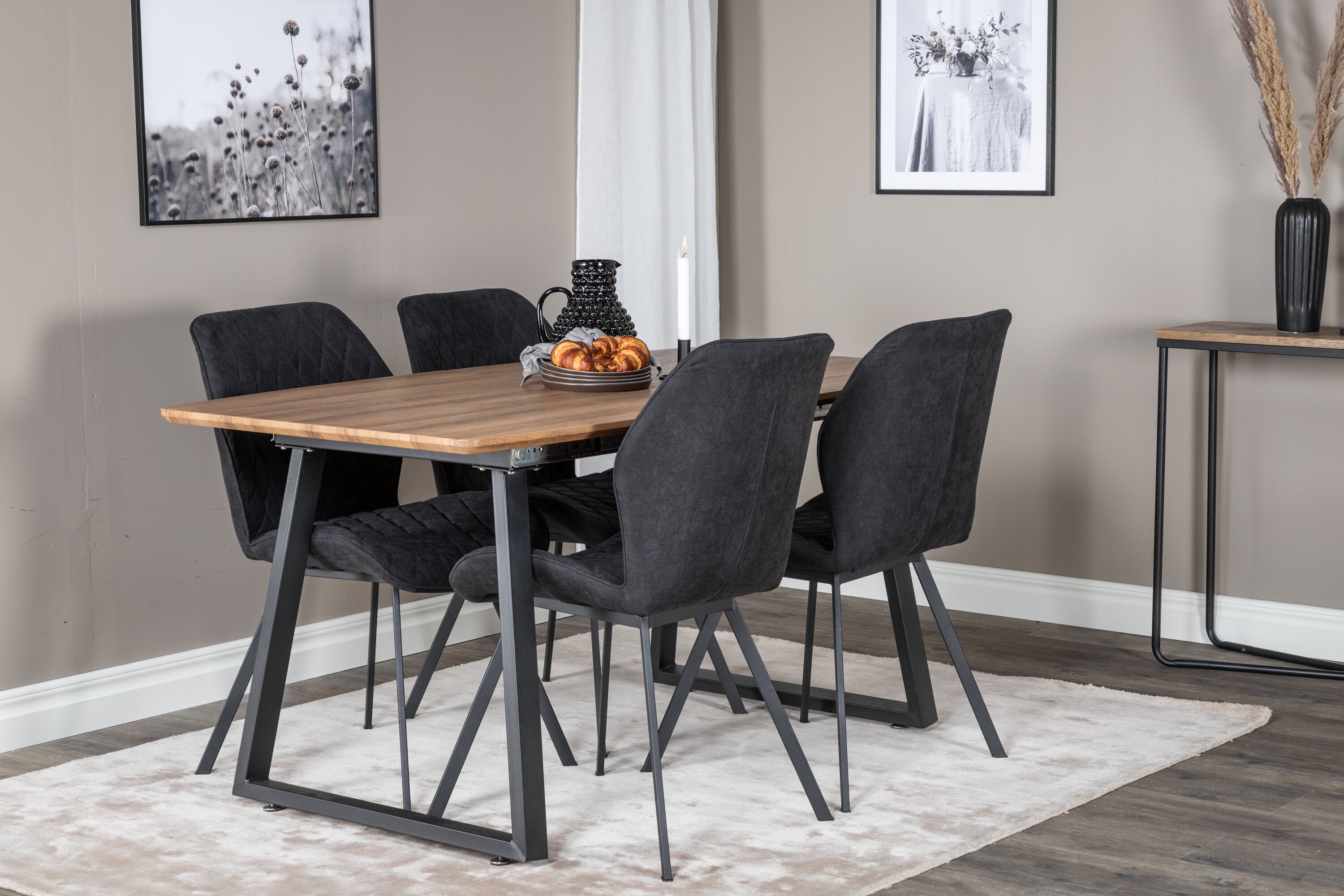 Essgruppe Esstisch Inca 160 x 85cm mit Stühlen Gemma - Schwarz - Venture Home - le canapé