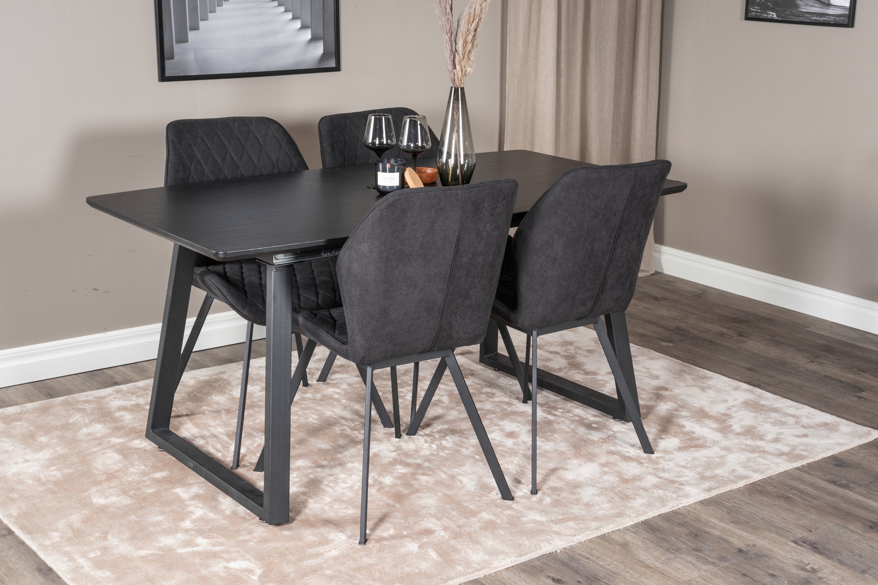 Essgruppe Esstisch Inca 160 x 85 mit Stühlen Gemma - Schwarz - Venture Home - le canapé