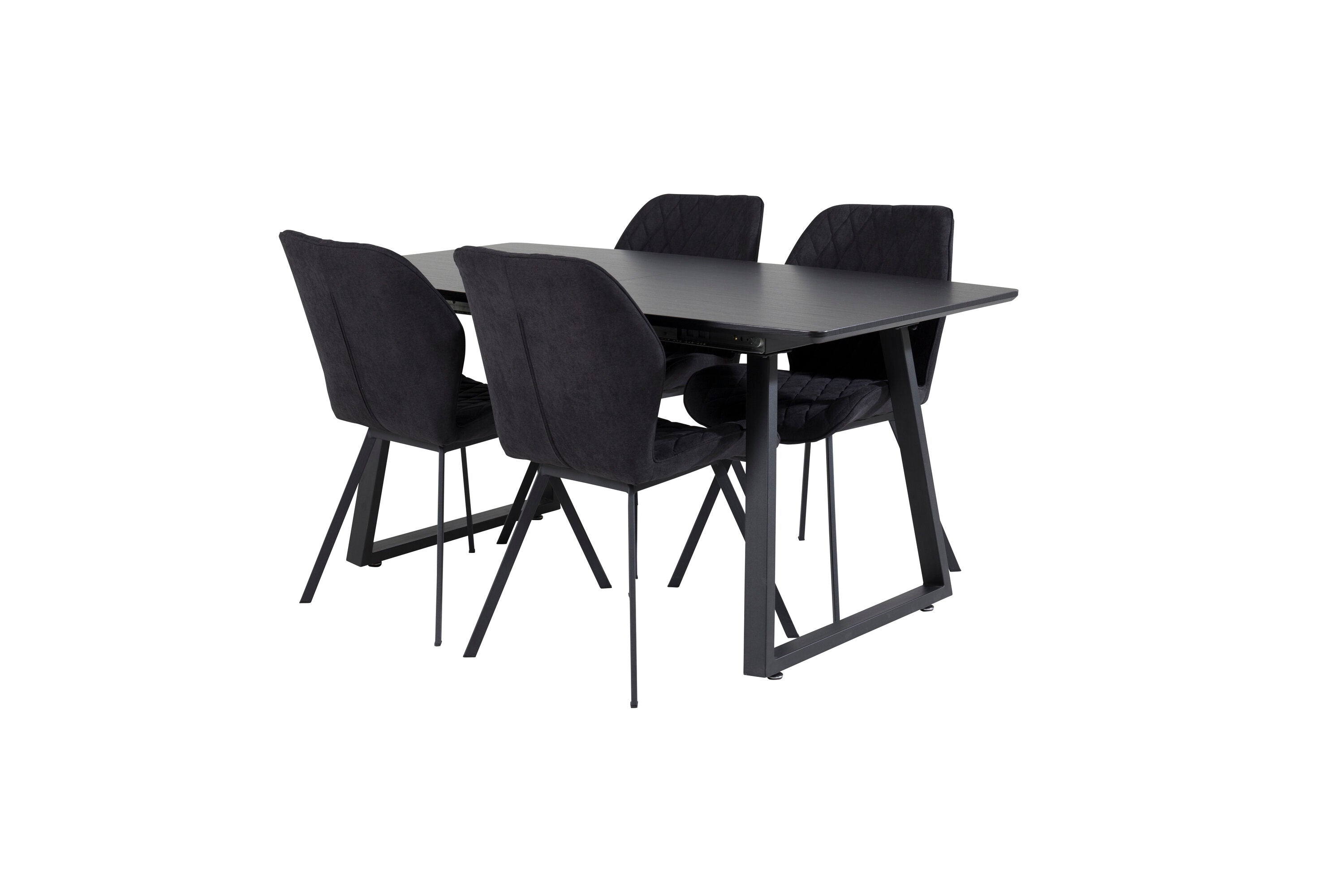 Essgruppe Esstisch Inca 160 x 85 mit Stühlen Gemma - Schwarz - Venture Home - le canapé