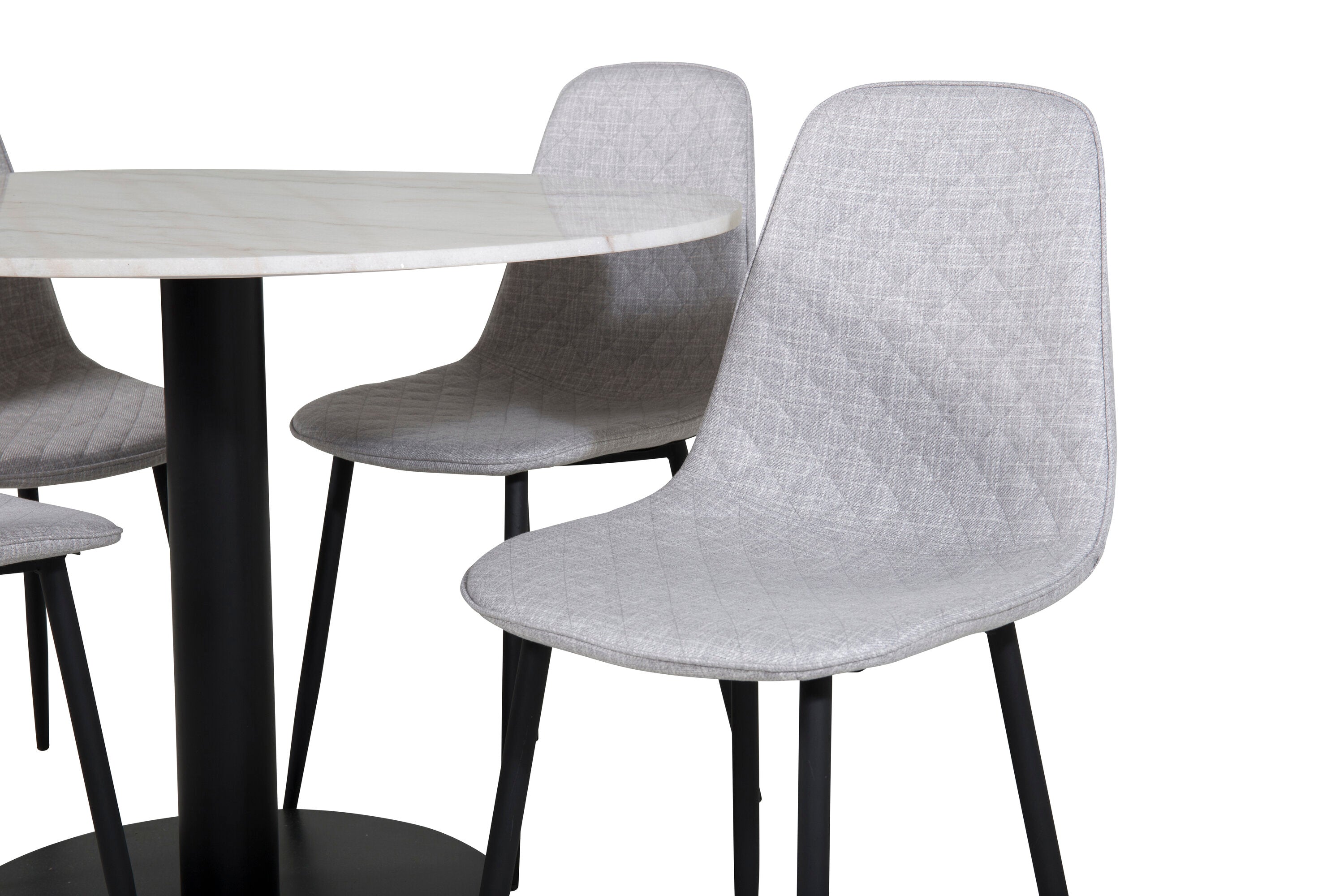 Essgruppe Esstisch Estelle ⌀106cm mit Stühlen Polar - Grau - Venture Home - le canapé
