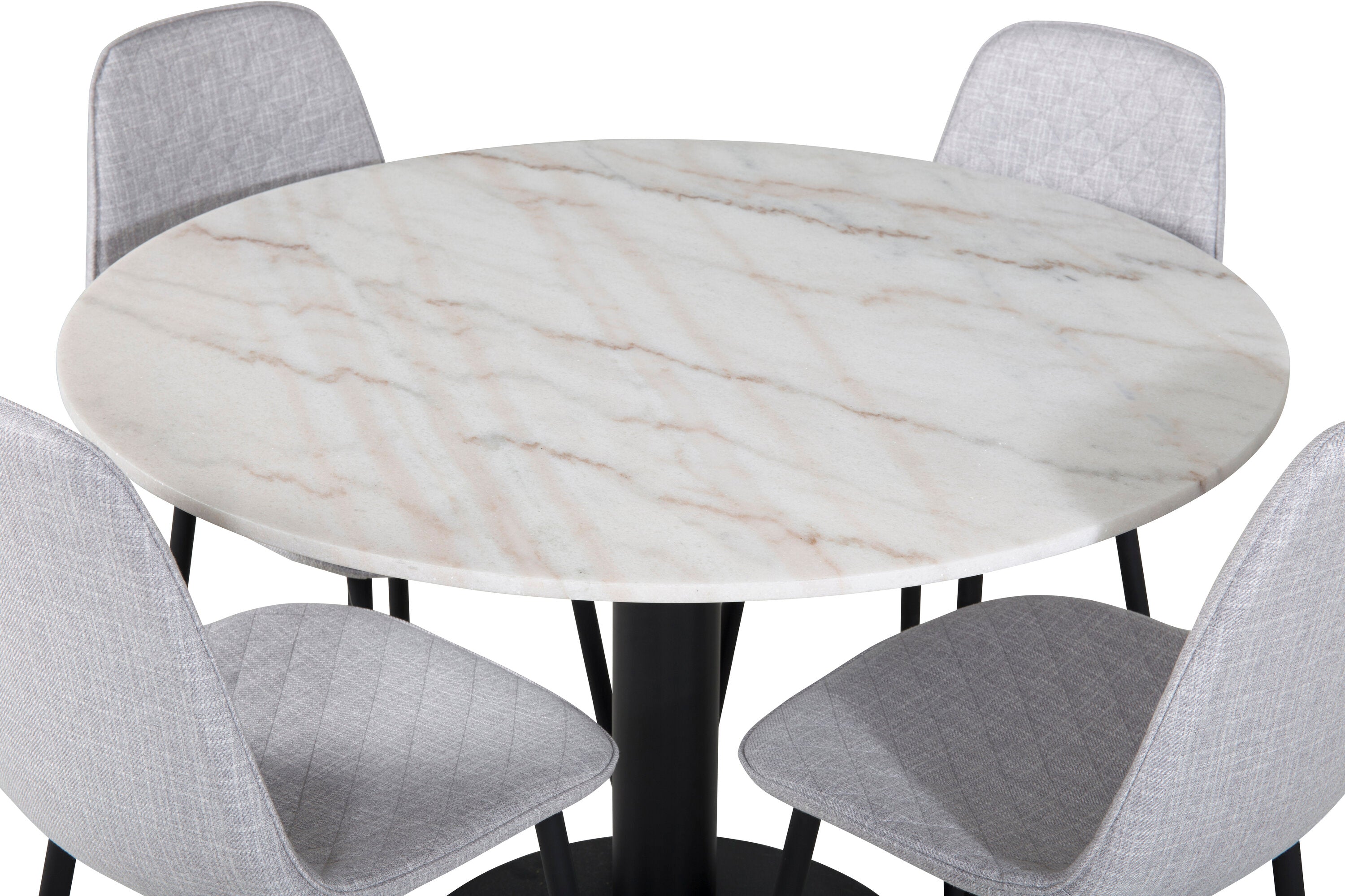 Essgruppe Esstisch Estelle ⌀106cm mit Stühlen Polar - Grau - Venture Home - le canapé