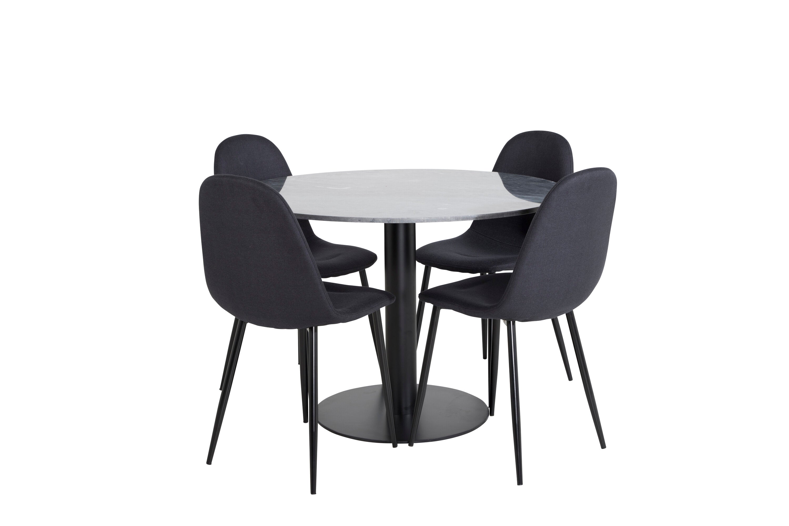 Essgruppe Esstisch Estelle Ø106cm mit Stühlen Polar - Schwarz - Venture Home - le canapé