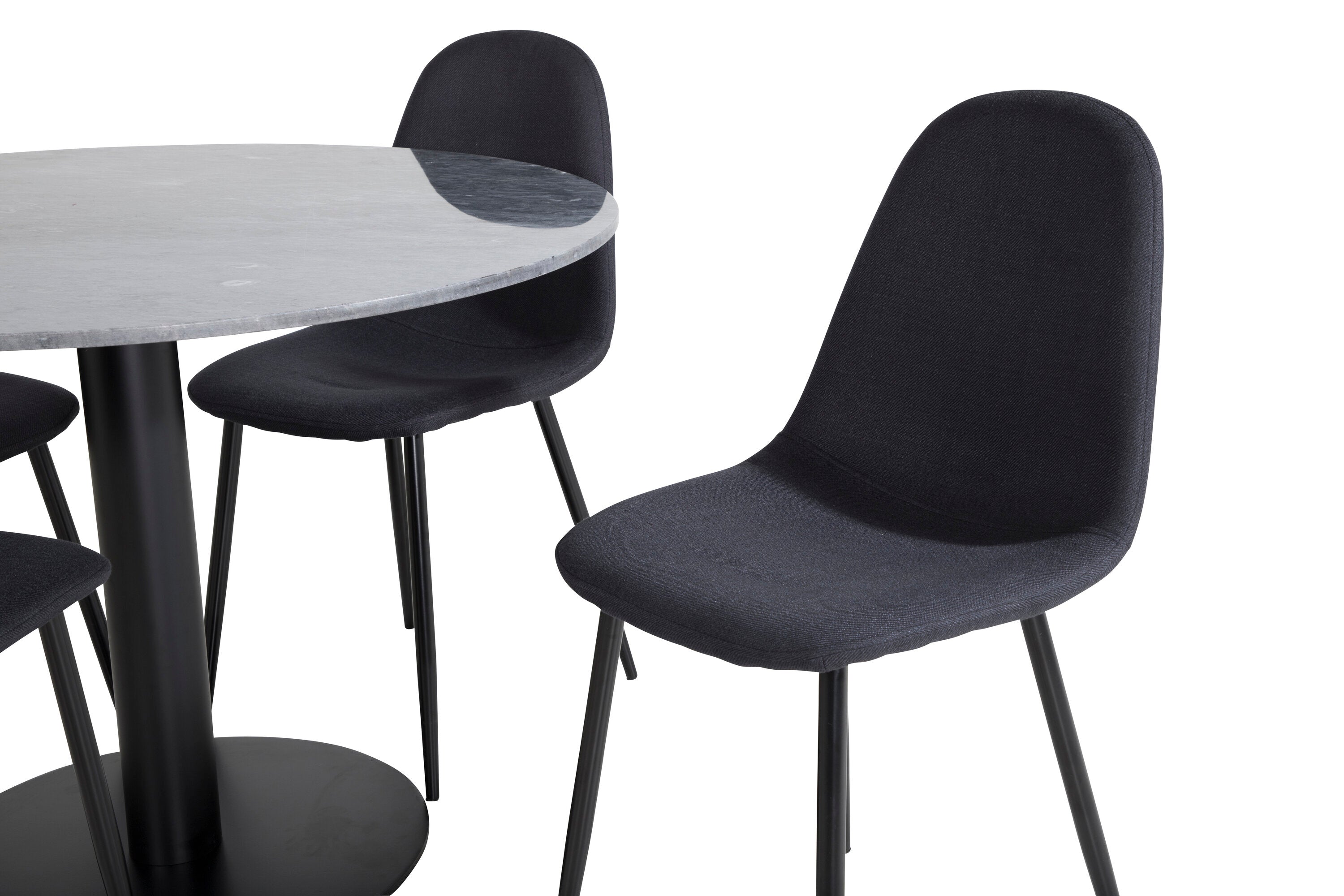 Essgruppe Esstisch Estelle Ø106cm mit Stühlen Polar - Schwarz - Venture Home - le canapé