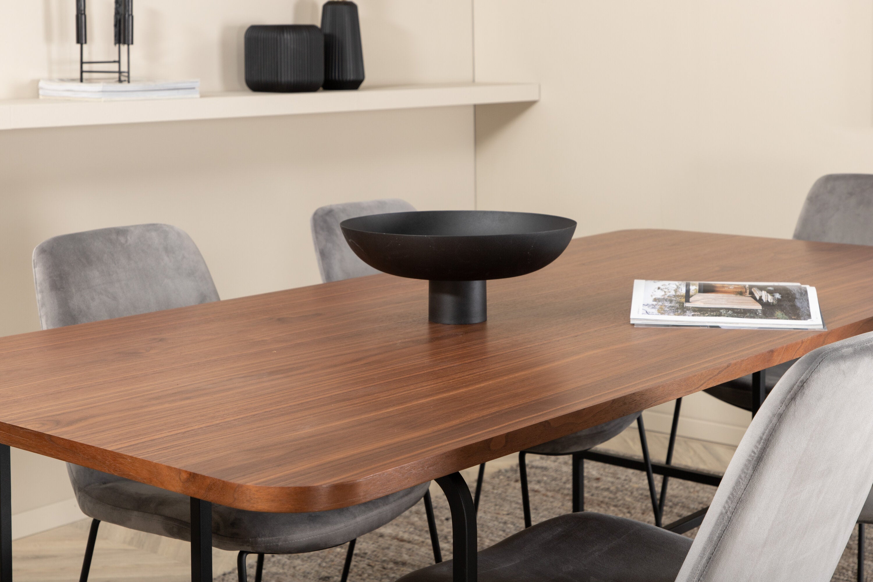 Essgruppe Esstisch Uno 200 x 90 mit Stühlen Muce - Grau - Venture Home - le canapé