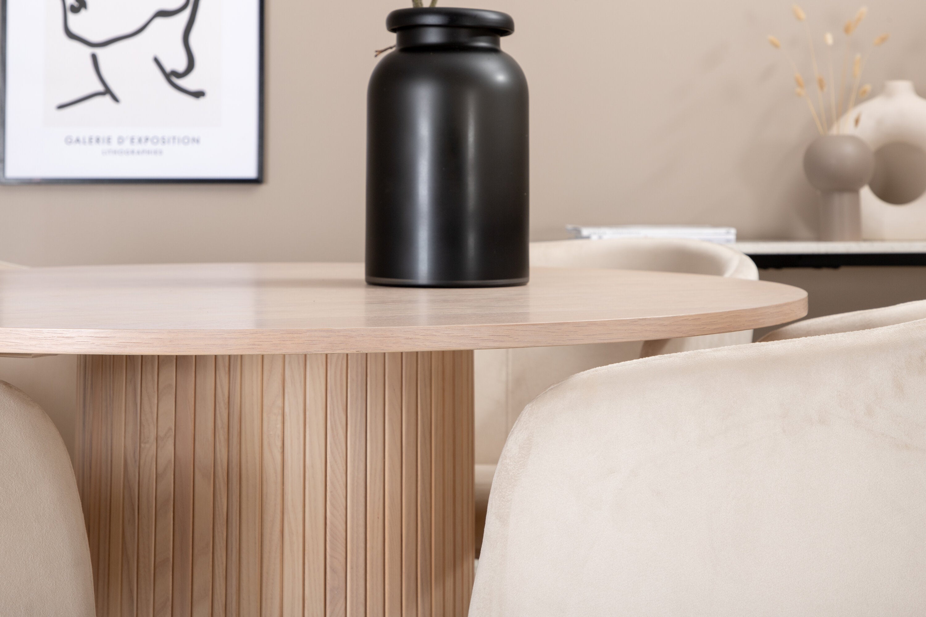 Essgruppe Esstisch Bianca Ø110cm mit Stühlen Berit - Beige - Venture Home - le canapé