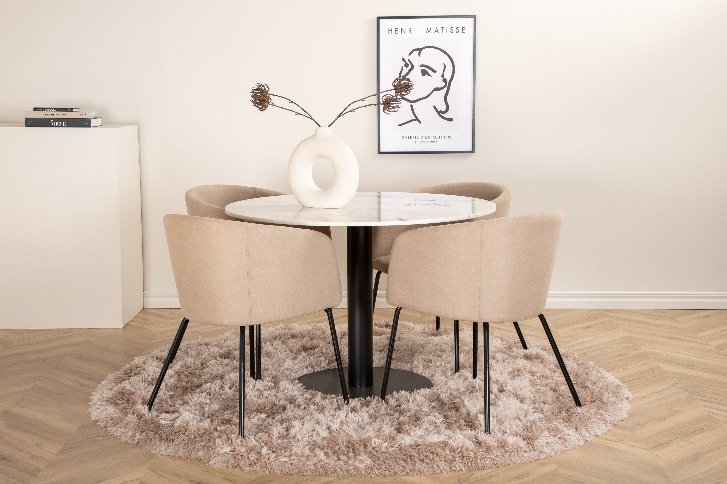 Essgruppe Esstisch Estelle mit Stühlen Berit - Beige - Venture Home - le canapé