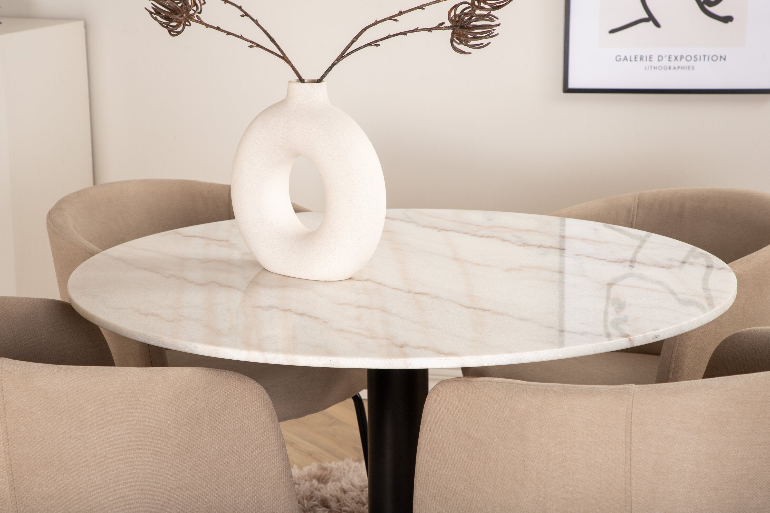 Essgruppe Esstisch Estelle mit Stühlen Berit - Beige - Venture Home - le canapé