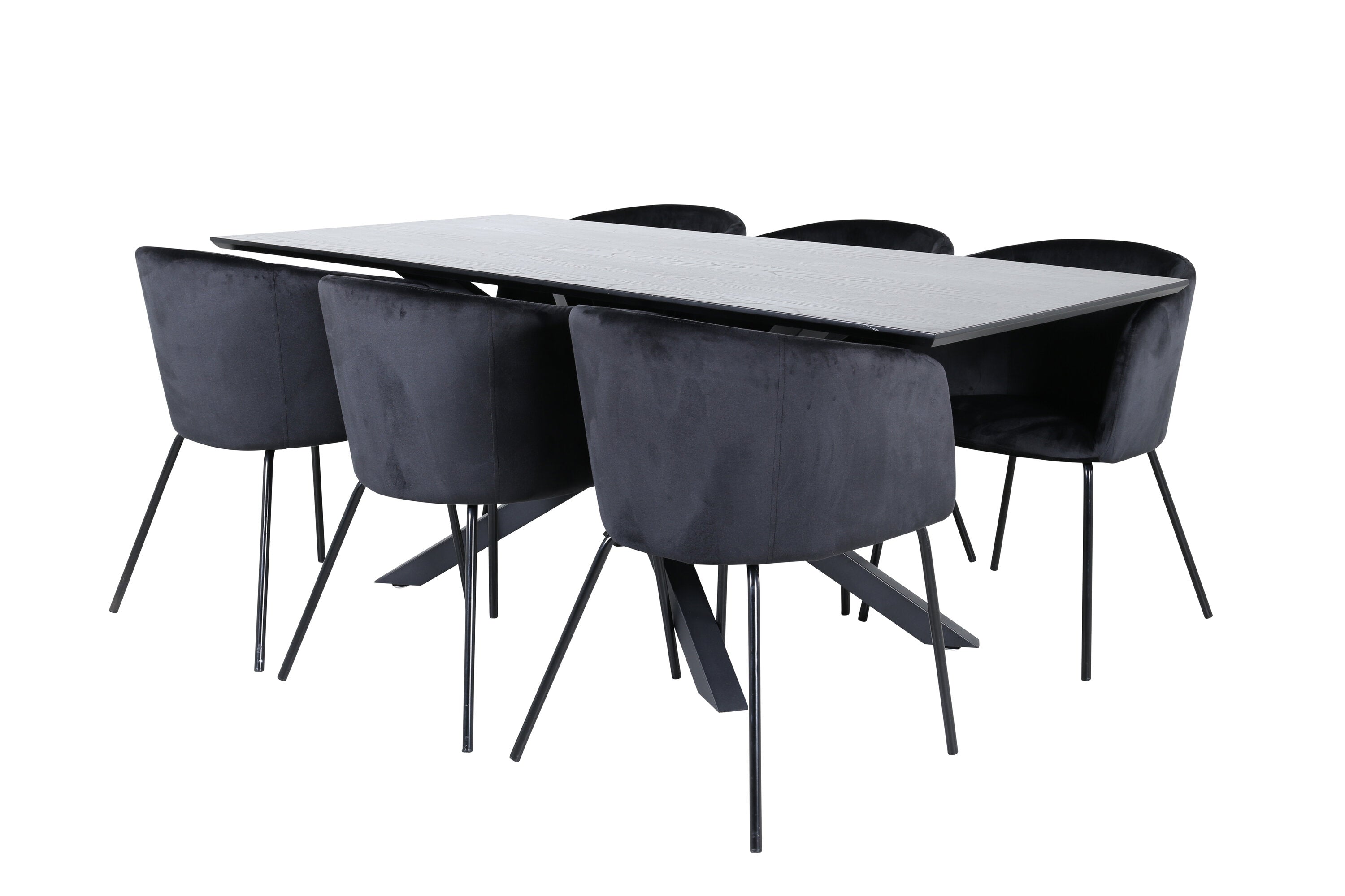 Essgruppe Esstisch Piazza 180 x 90 mit Stühlen Berit - Schwarz - Venture Home - le canapé