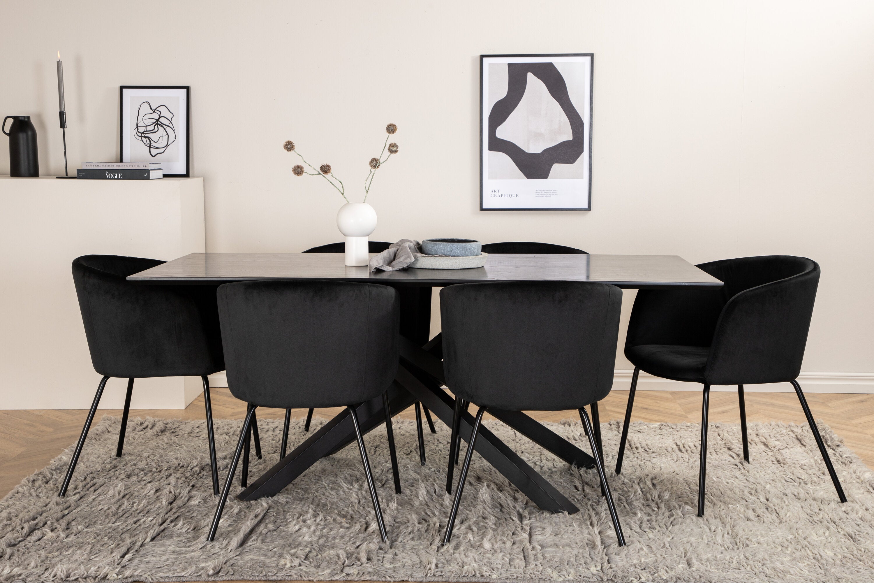 Essgruppe Esstisch Piazza 180 x 90 mit Stühlen Berit - Schwarz - Venture Home - le canapé