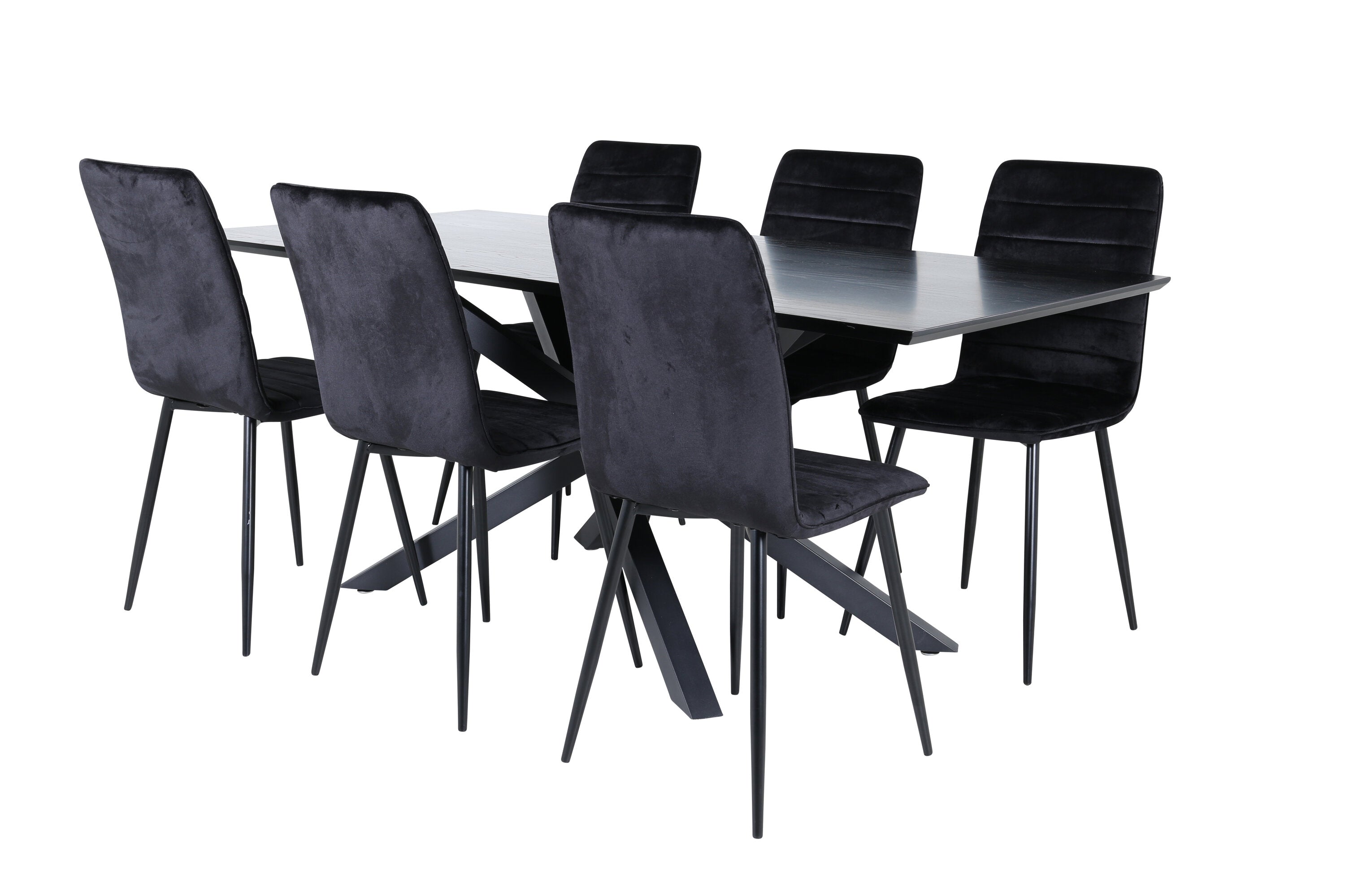 Essgruppe Esstisch Piazza 180 x 90 mit Stühlen Windu - Schwarz - Venture Home - le canapé