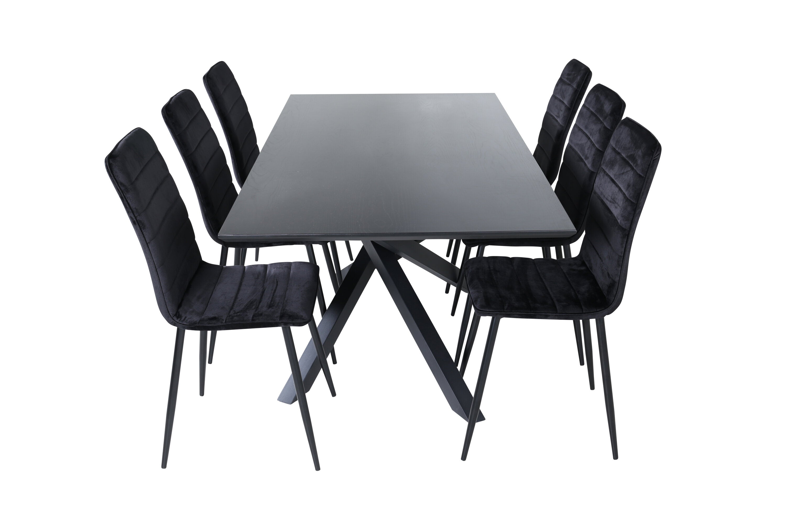 Essgruppe Esstisch Piazza 180 x 90 mit Stühlen Windu - Schwarz - Venture Home - le canapé