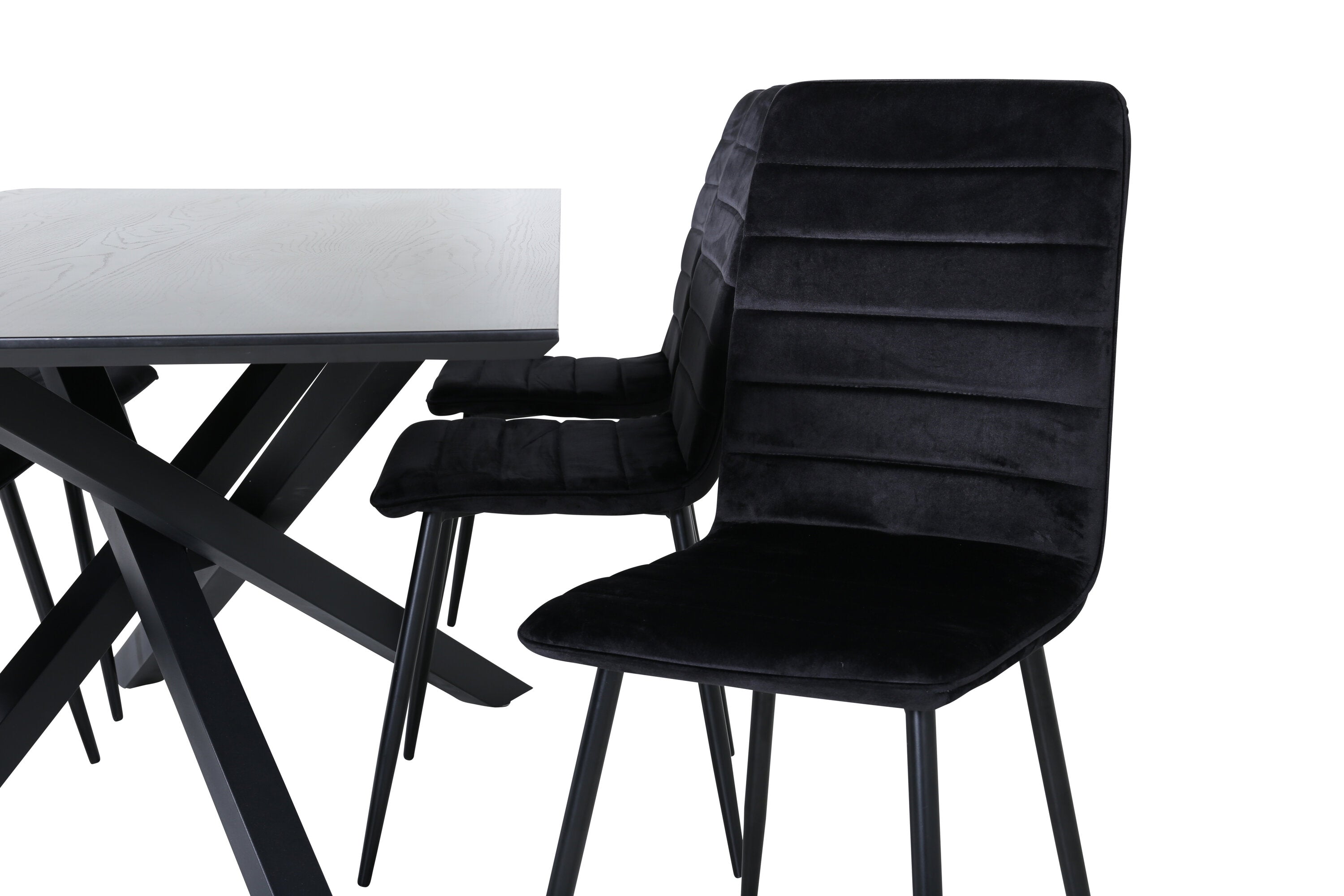 Essgruppe Esstisch Piazza 180 x 90 mit Stühlen Windu - Schwarz - Venture Home - le canapé