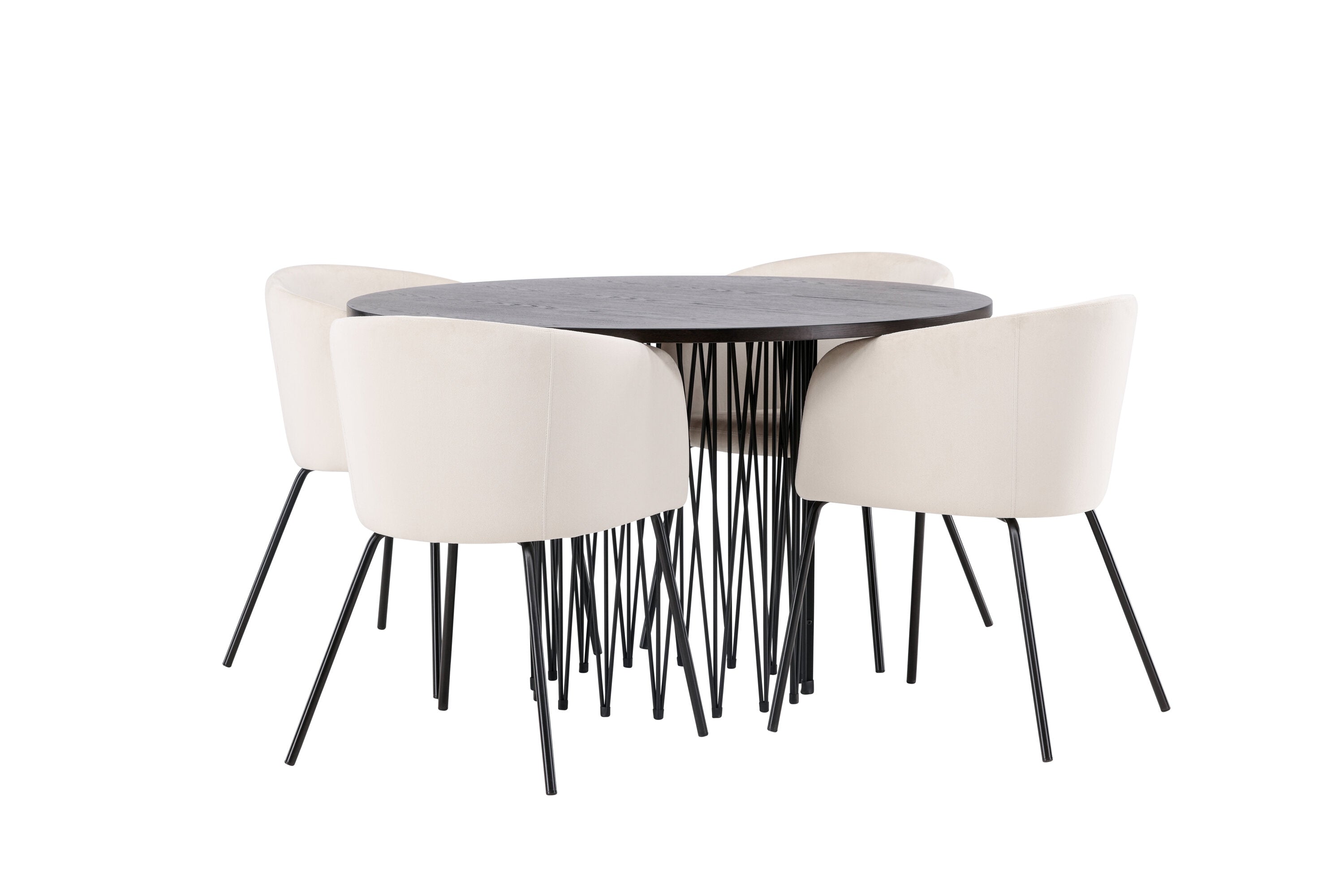 Essgruppe Runder Esstisch Stone Ø120cm mit Stühlen Berit - Beige - Venture Home - le canapé