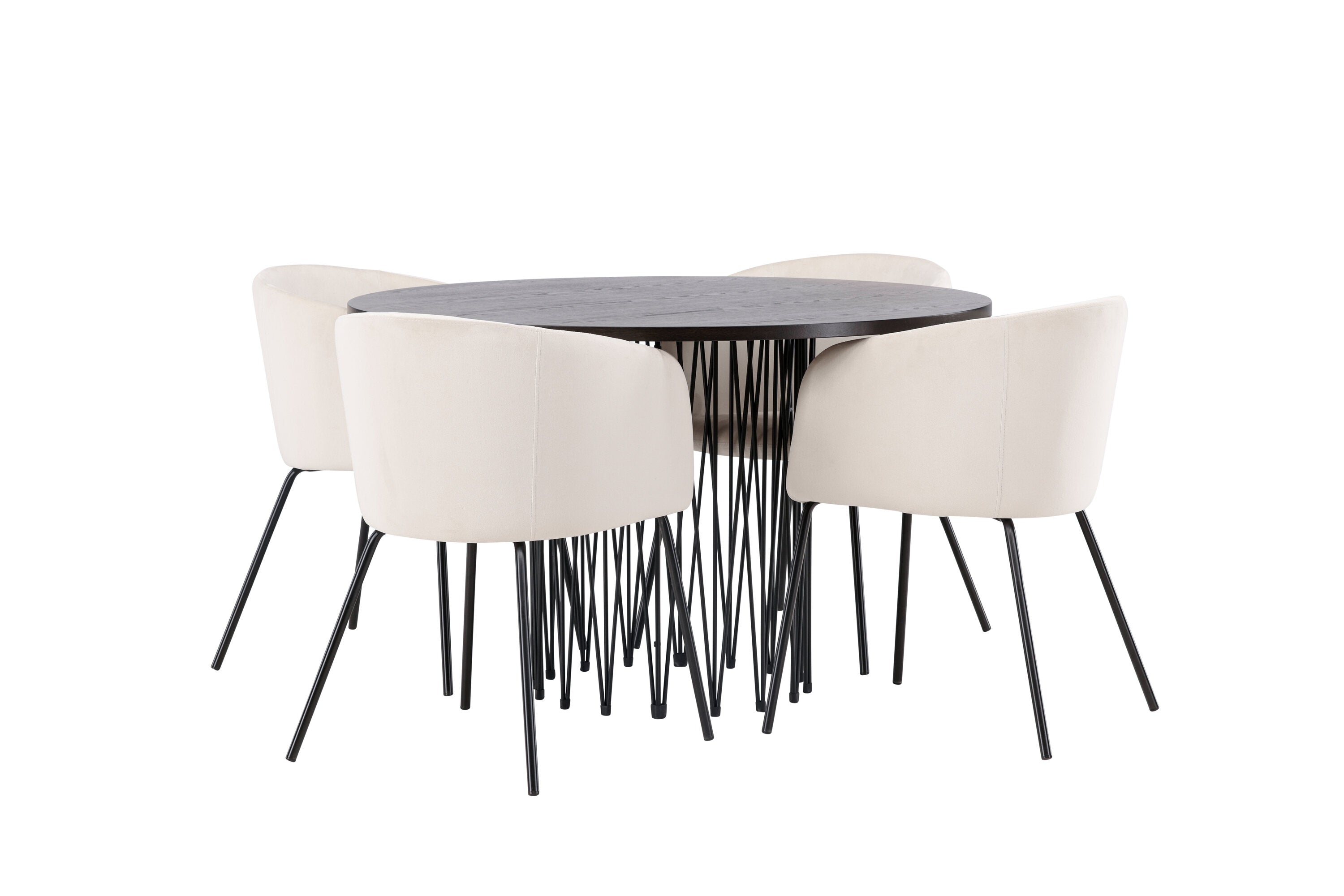 Essgruppe Runder Esstisch Stone Ø120cm mit Stühlen Berit - Beige - Venture Home - le canapé