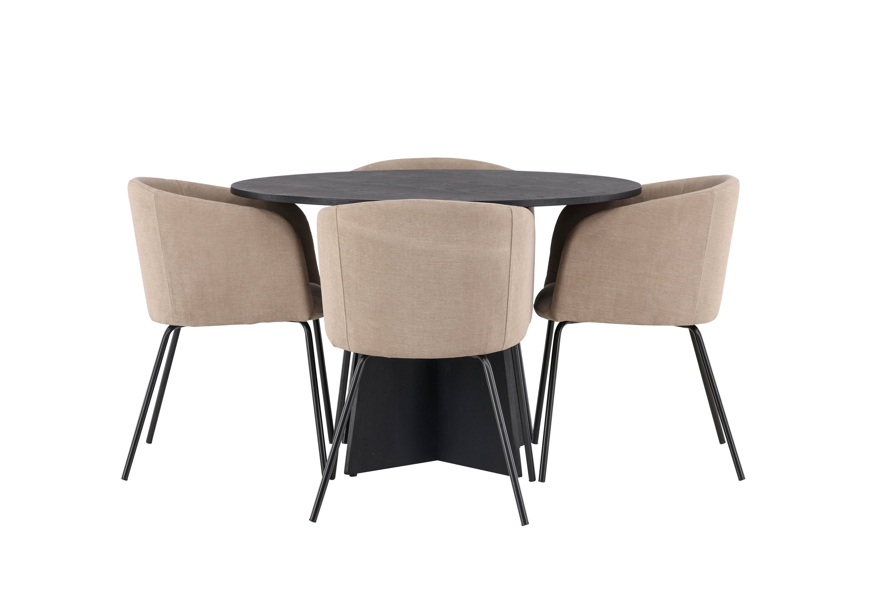 Essgruppe Esstisch Bootcut Ø110cm mit Stühlen Berit - Beige - Venture Home - le canapé