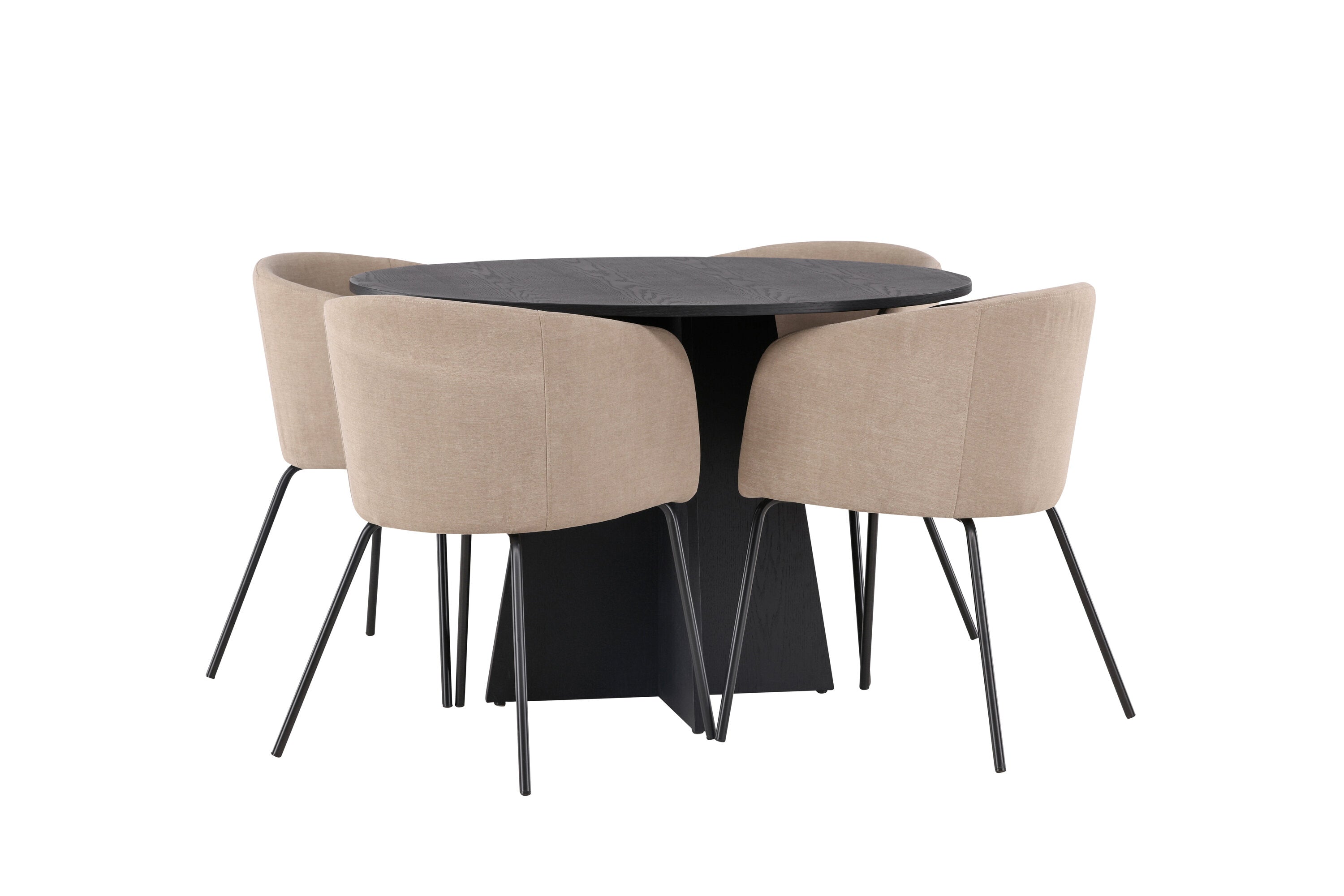 Essgruppe Esstisch Bootcut Ø110cm mit Stühlen Berit - Beige - Venture Home - le canapé